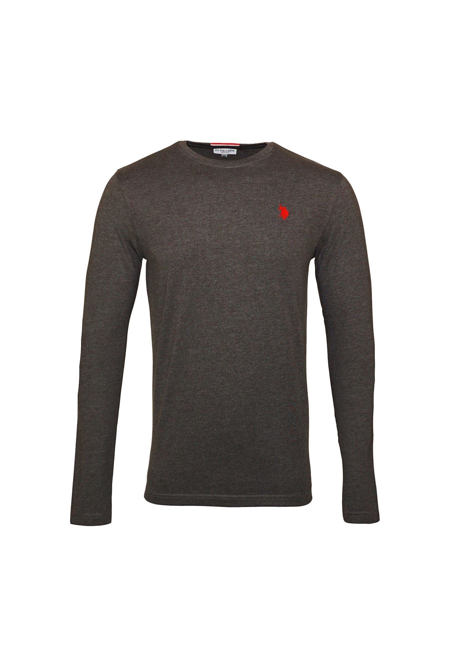 Longsleeve anthrazit Rundhalsausschnitt Langarmshirt Longsleeve mit Assn Polo U.S.