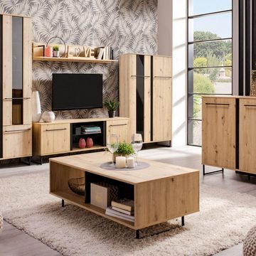 Homestyle4u Couchtisch Sofatisch Wohnzimmertisch Beistelltisch 120x60 Holz Eiche Industrial