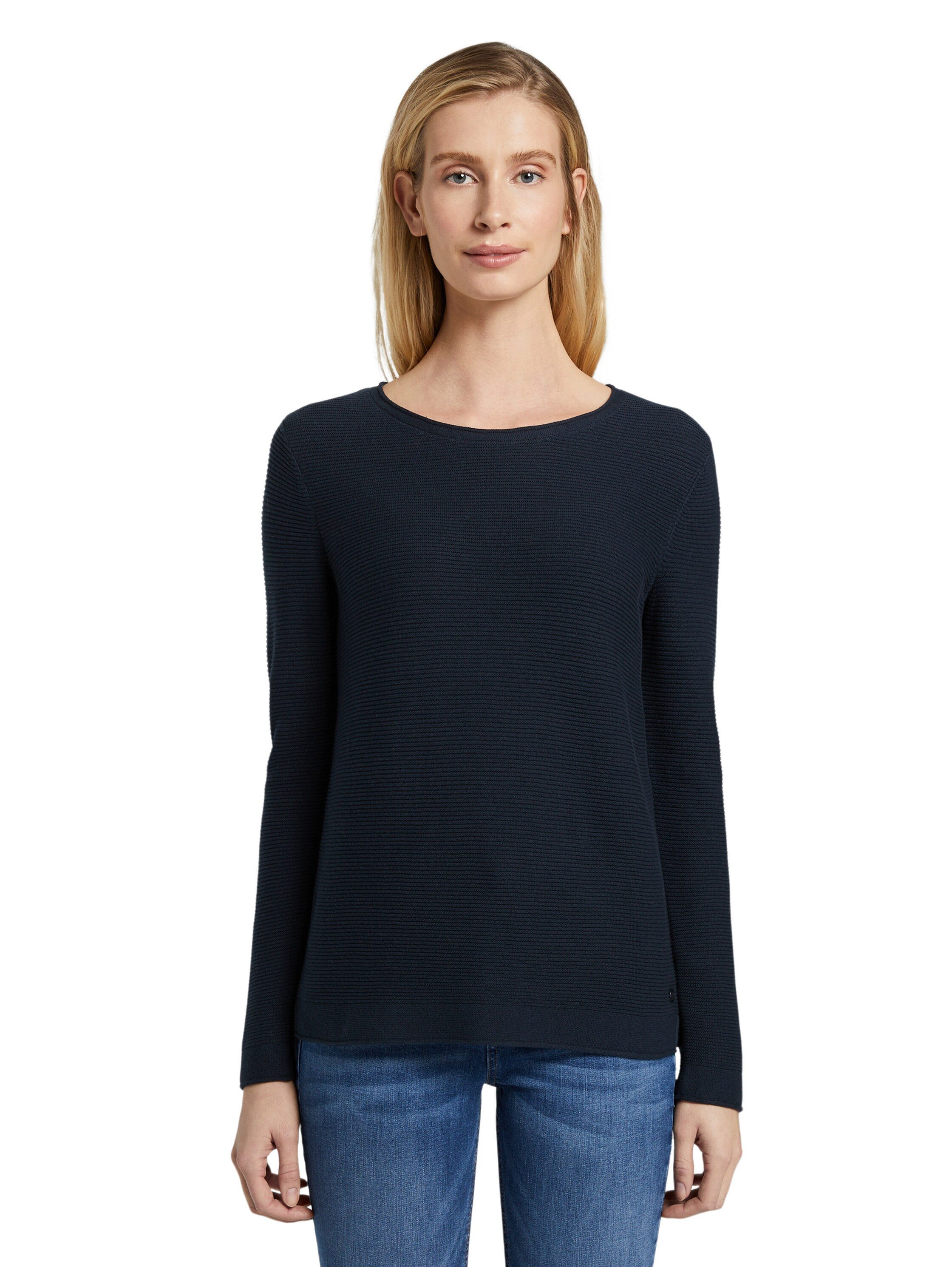 TOM TAILOR Rundhalspullover aus Rippstrick günstig online kaufen