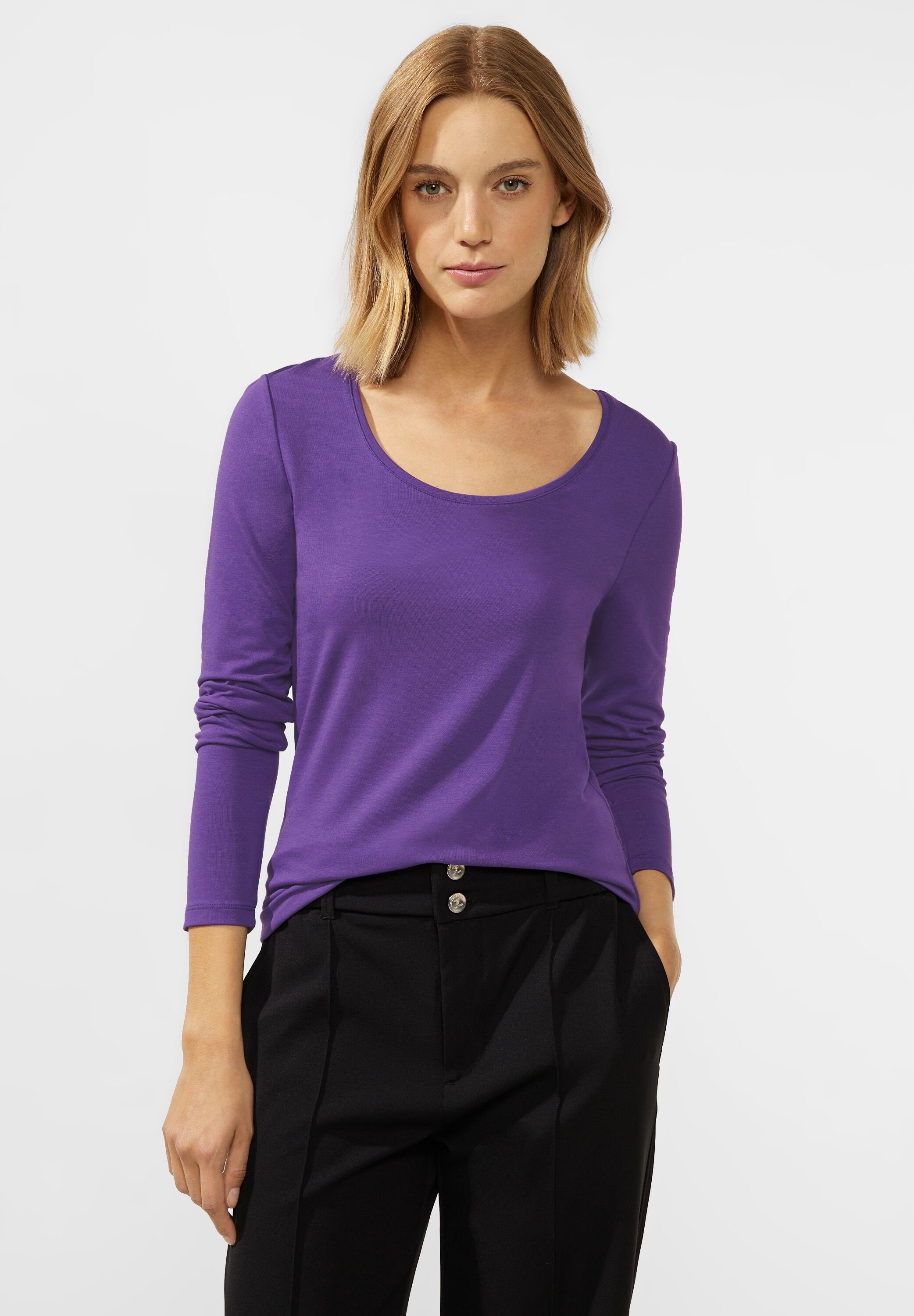 STREET ONE Langarmshirt aus softem Materialmix