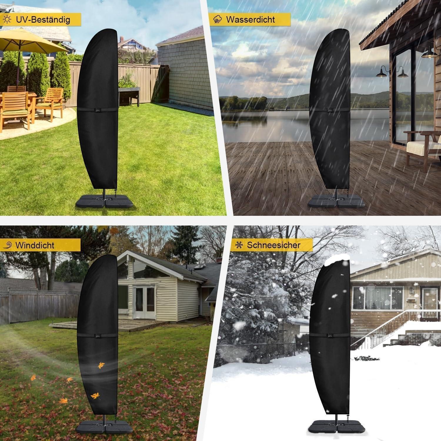 LuxusKollektion Sonnenschirm-Schutzhülle Ampelschirm Schutzhülle wasserdicht Ø 3m/4m Winterfest UV Sonnenschirm (1-St) – Bild 3 von 5