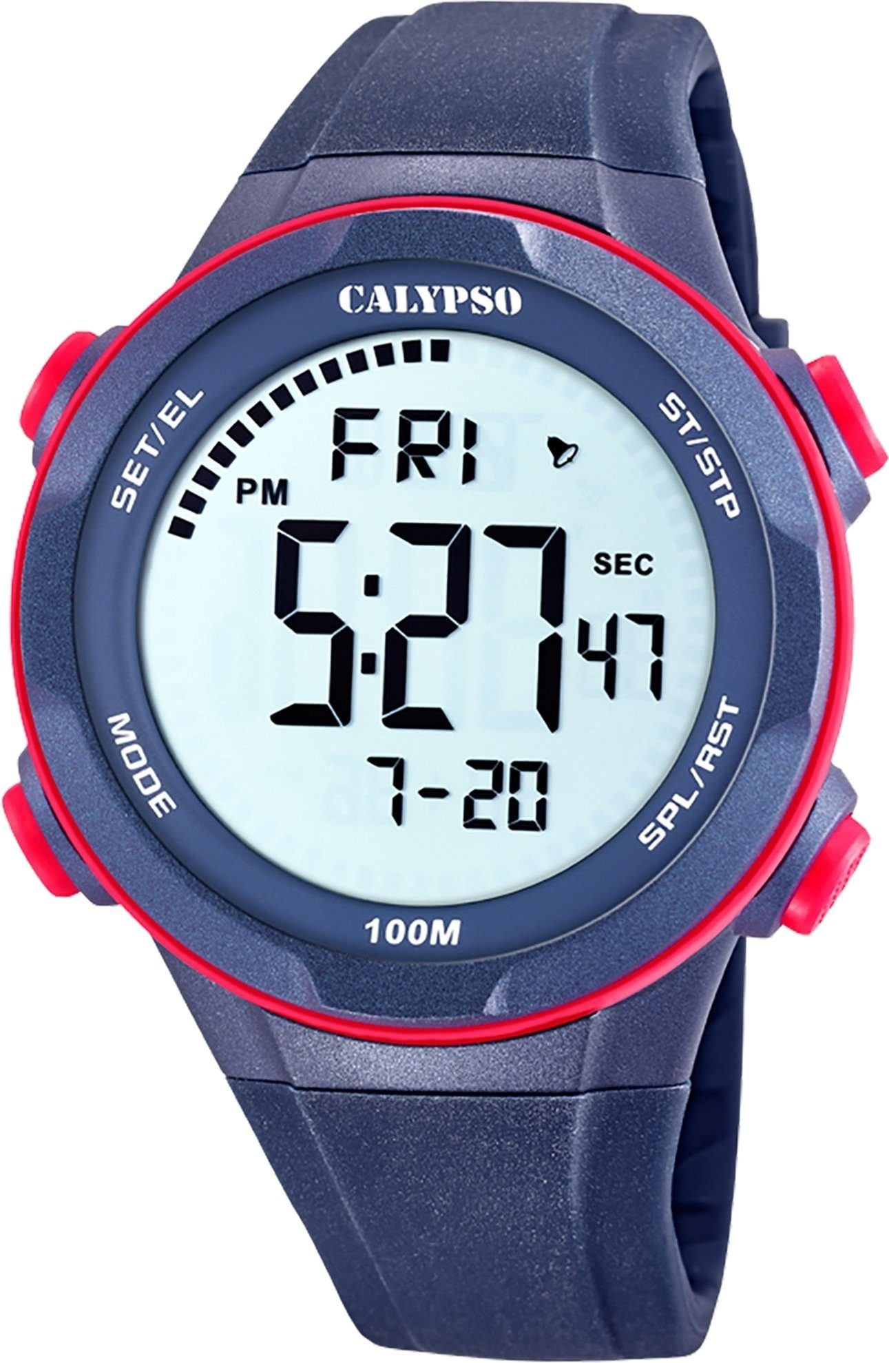 Digitaluhr Kunststoffarmband CALYPSO Herren, Herren Calypso Jugend blau, Digital, rund, Armbanduhr Jugend WATCHES Casual Uhr