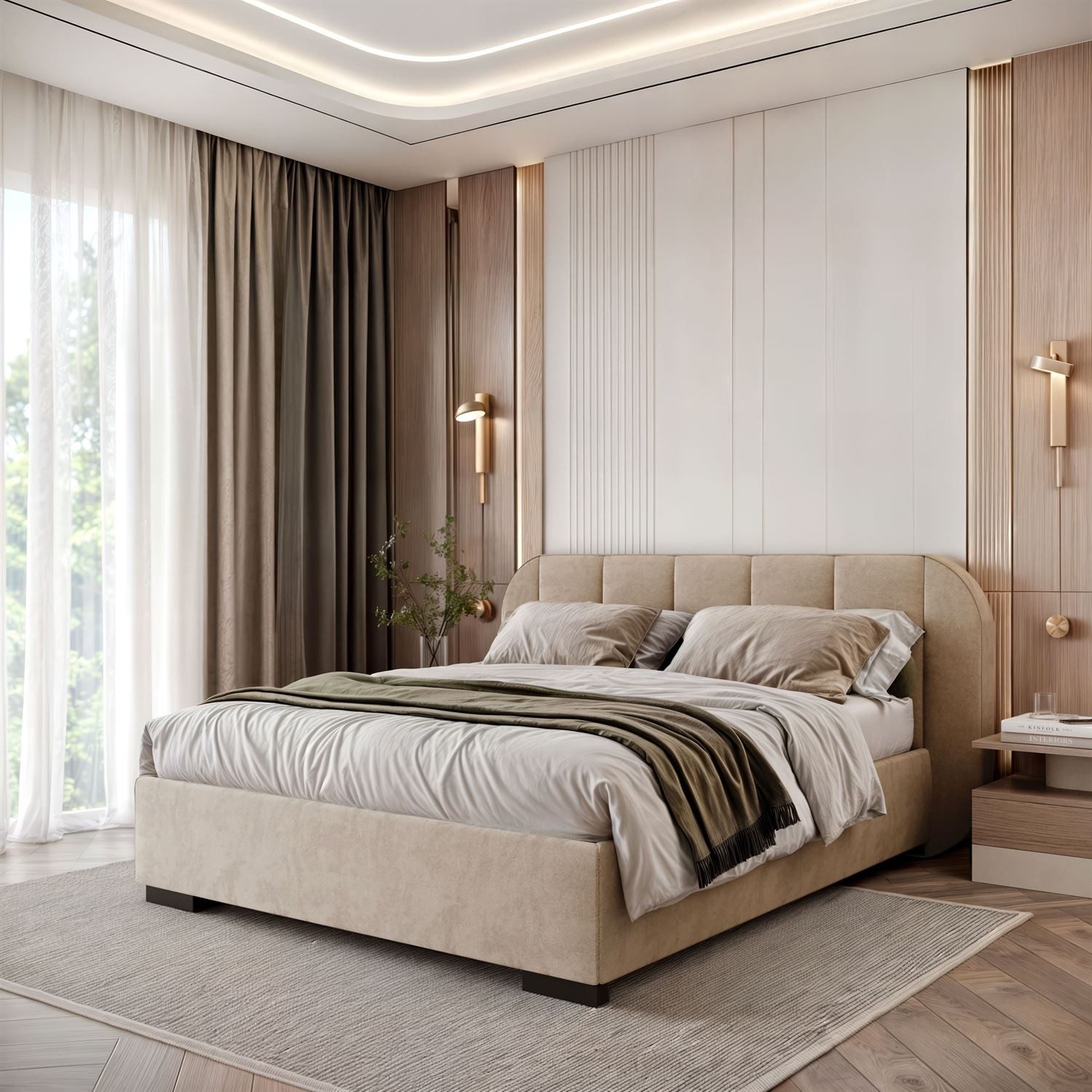 Lookway Polsterbett AMARA mit Bettkasten und Lattenrost (Bett mit Metallgestell), gepolsterts Kopfteil