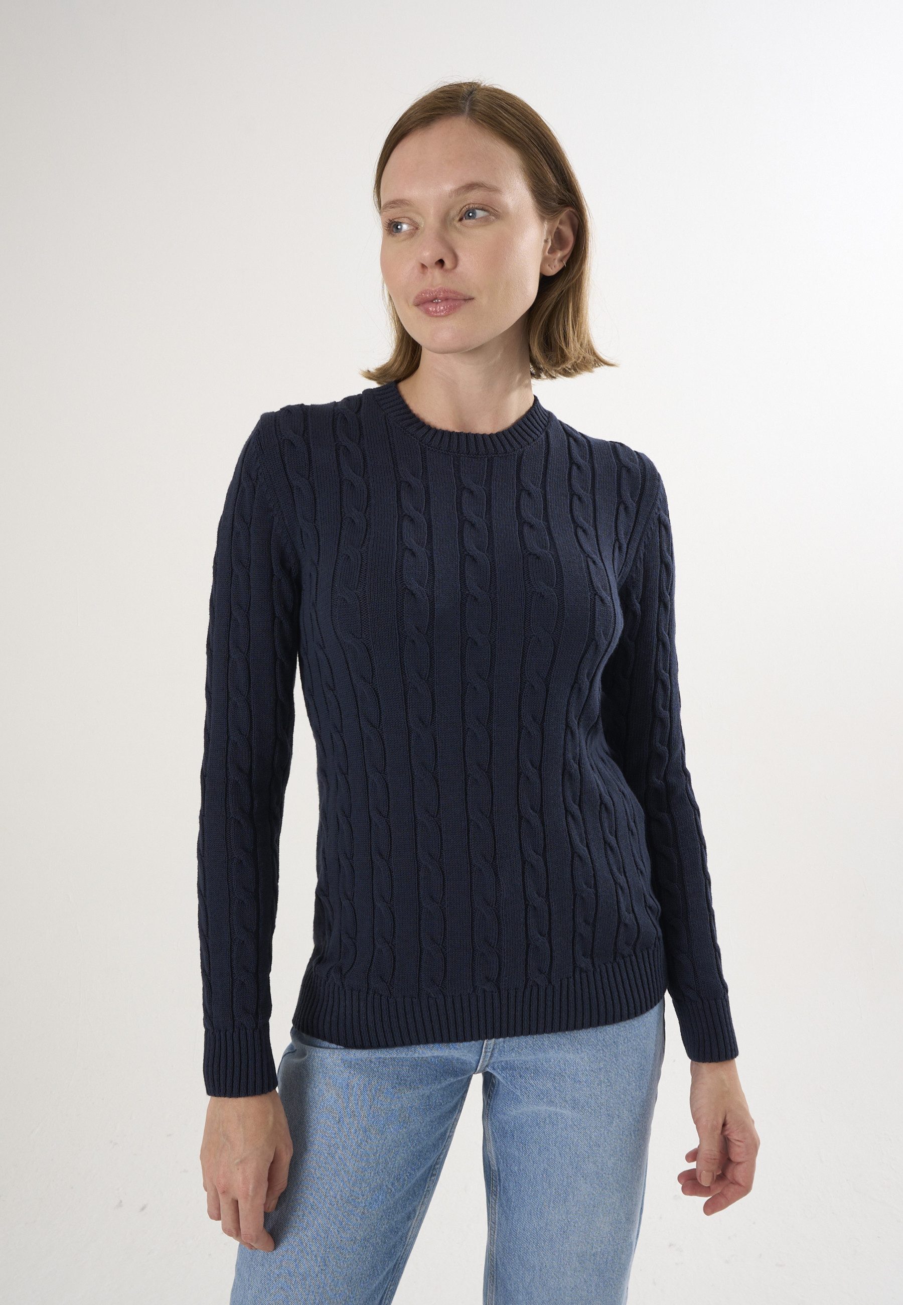 Felix Hardy V-Ausschnitt-Pullover Kabelstrick-Pullover mit V-Ausschnitt