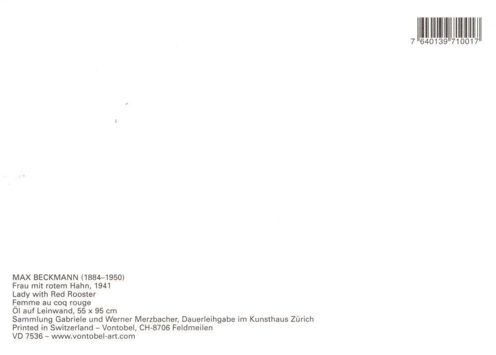 Thumbnail - Postkarte Kunstkarte Max Beckmann "Frau mit rotem Hahn"