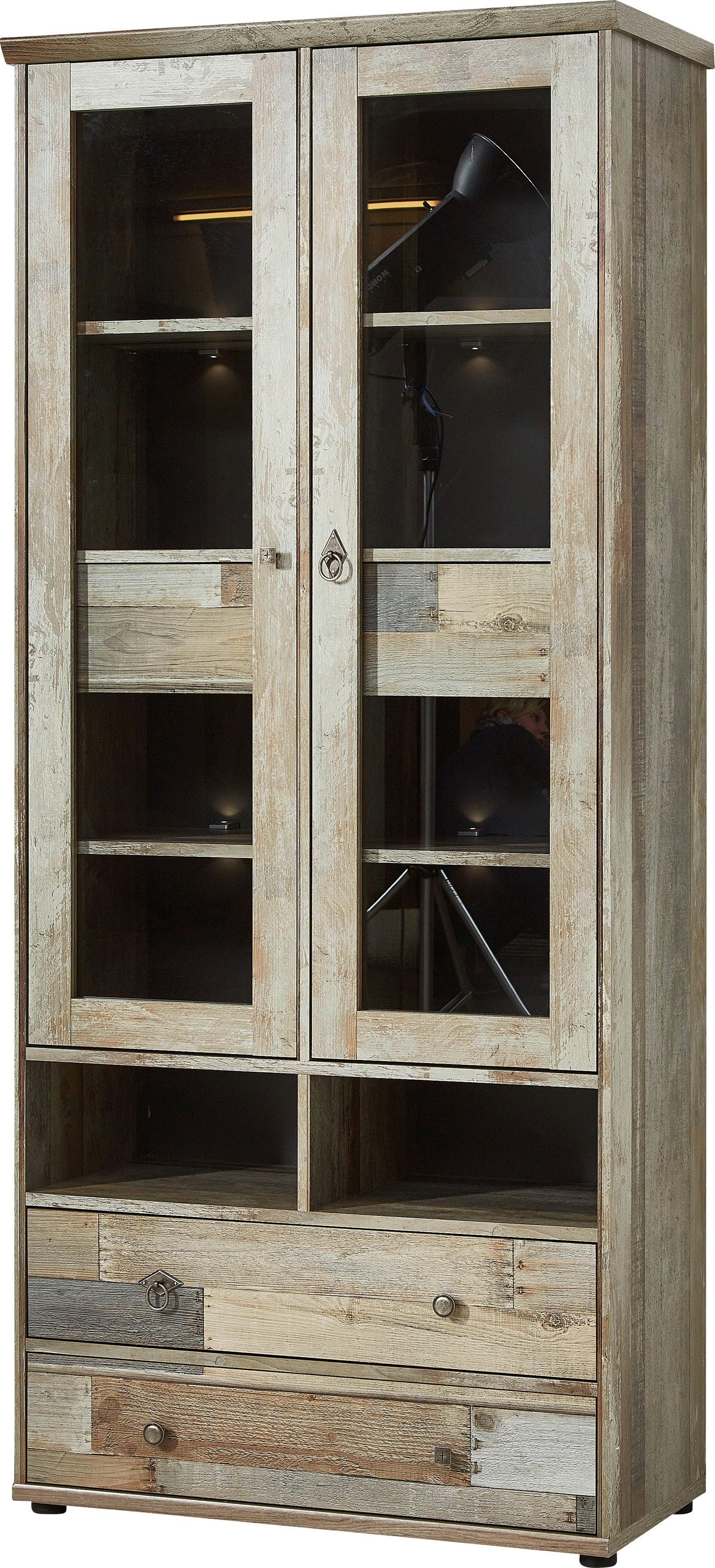 Innostyle Glasvitrine "BONANZA", (1 St.), Glastüren, 10 Fächer, 4 Schübe, S günstig online kaufen