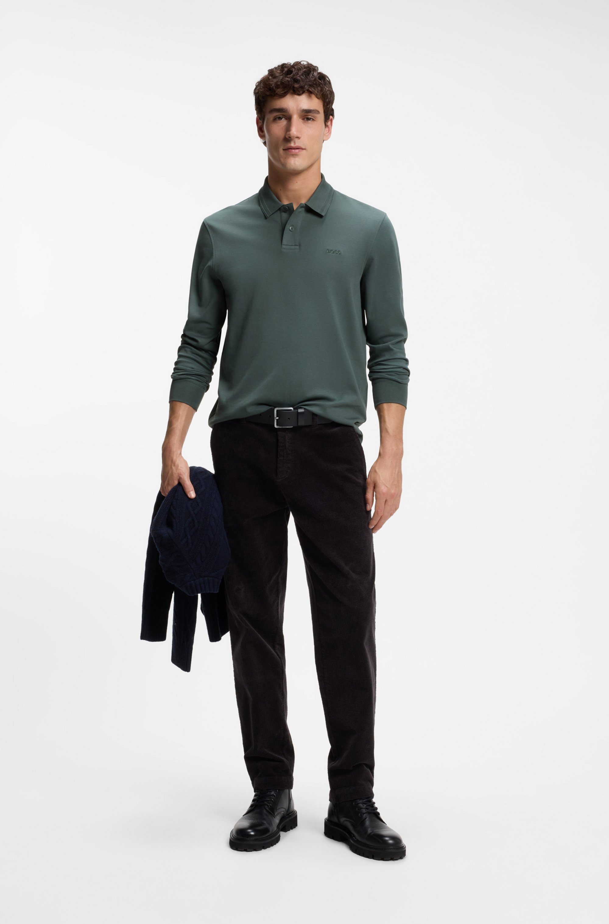 BOSS ORANGE Poloshirt Pe Interlock Langarm Polo mit Polokragen