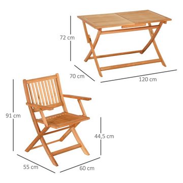 Outsunny Garten-Essgruppe Sitzgruppe klappbar Gartenmöbel-Set Pappelholz Natur, (Set, 5-tlg., Balkonmöbel), 5tlg. wetterfest Sitzgarnitur