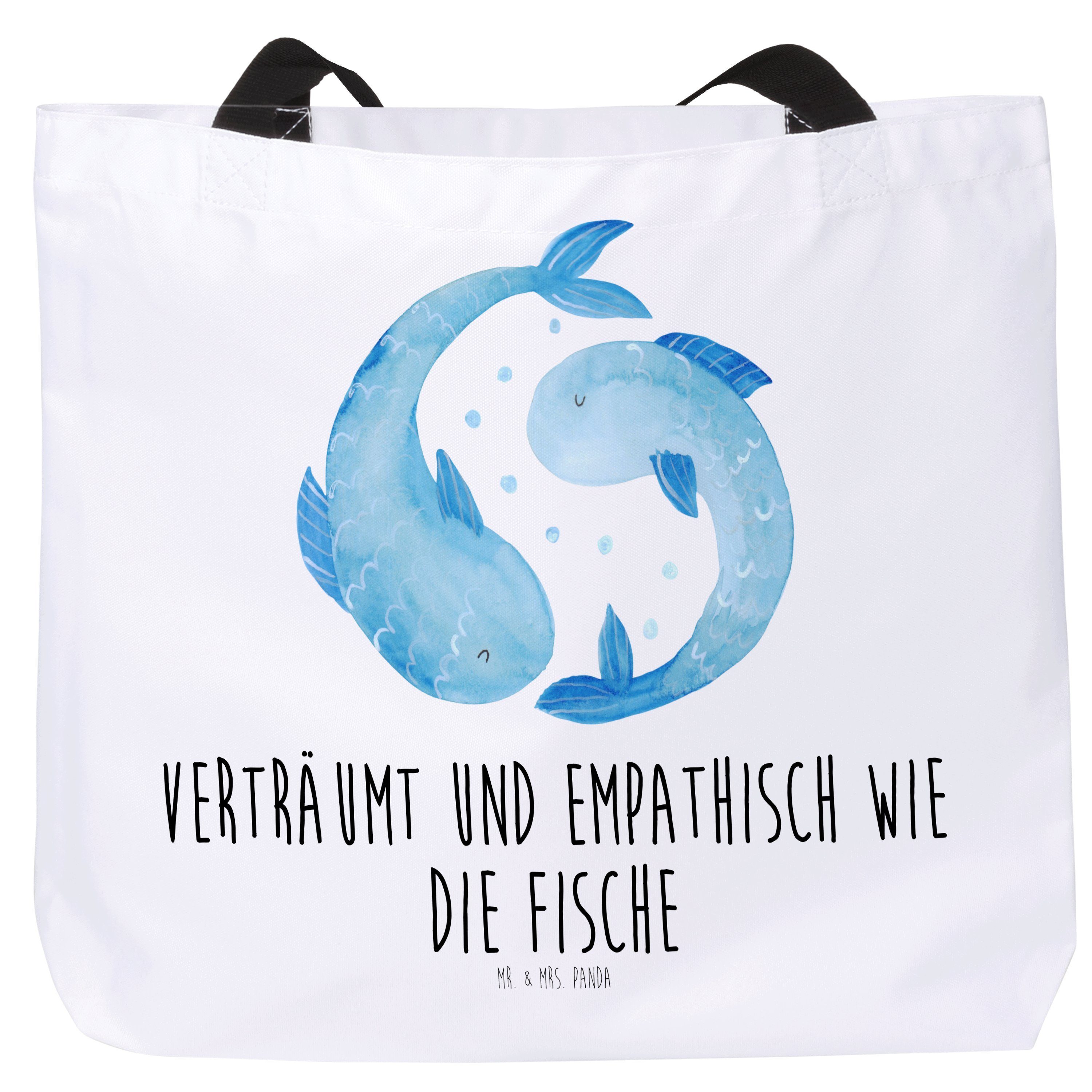Weiß Fische Shopper Freizeittasche, - Geschenk, Geb Mr. - Aszendent, Panda & Sternzeichen Mrs. (1-tlg)