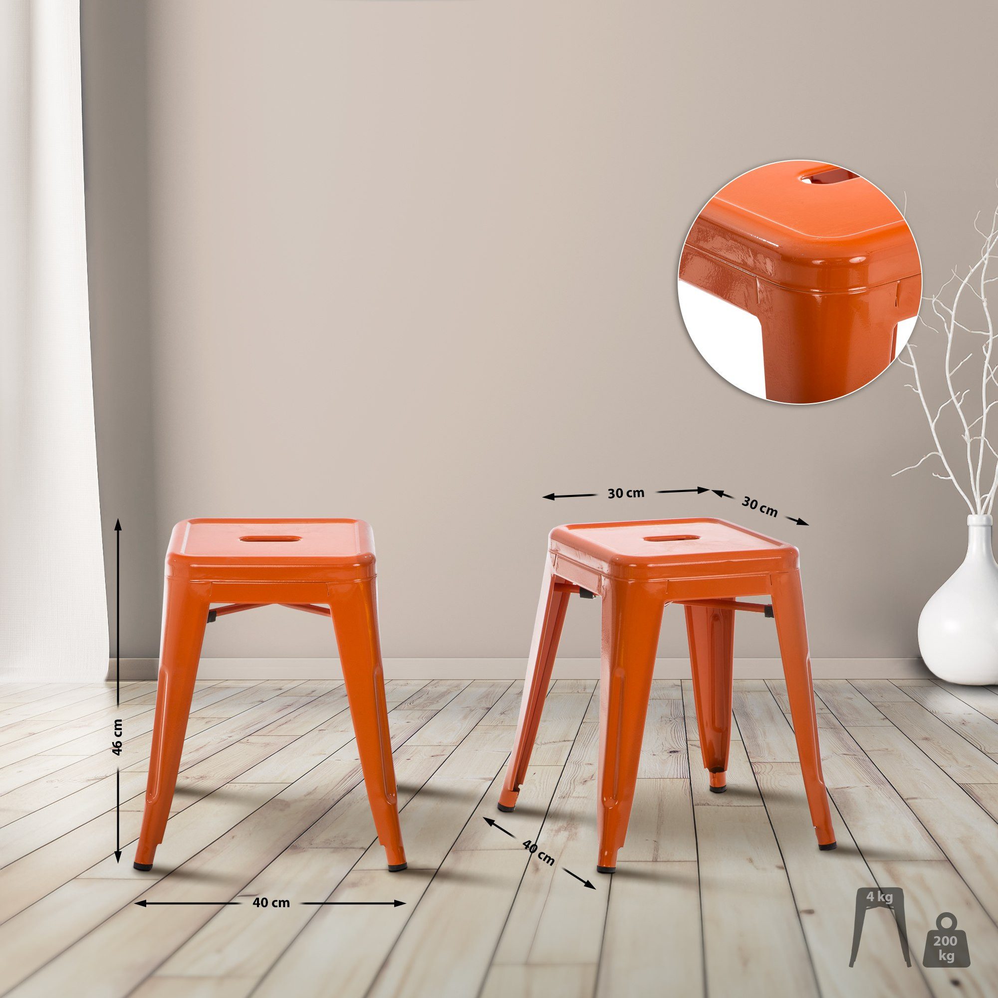 CLP Sitzhocker Armin, stapelbar, Hocker aus Metall, bis 200 kg belastbar günstig online kaufen