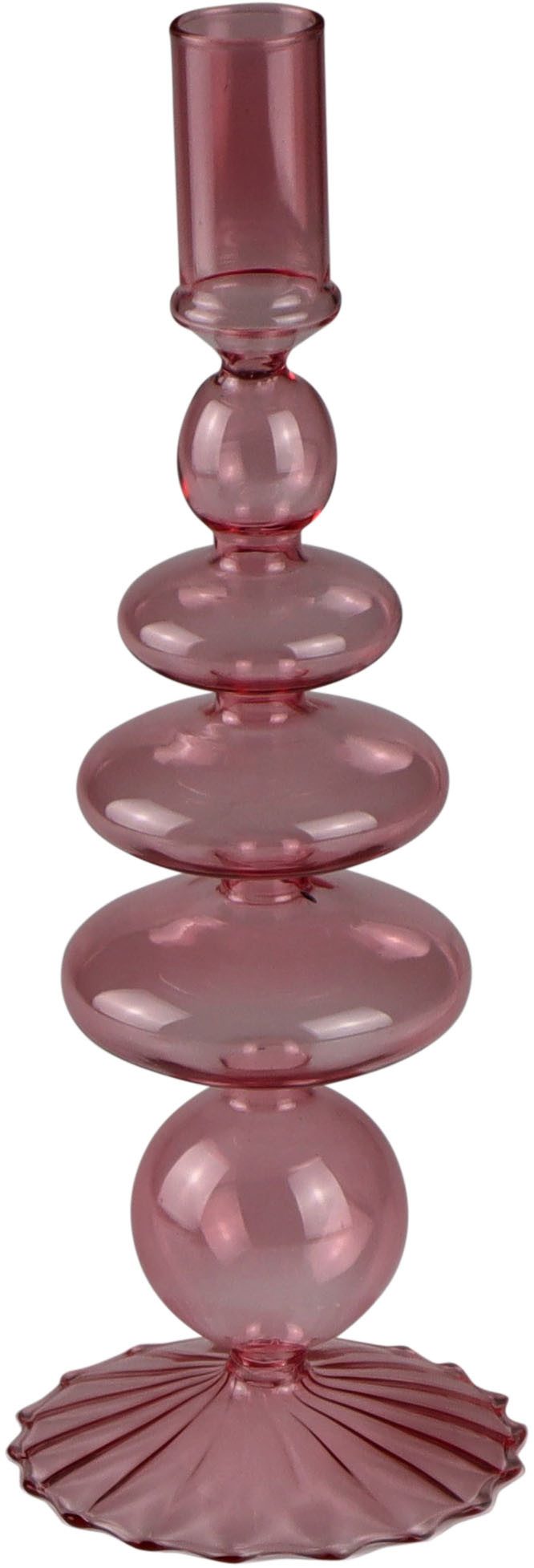 AM Design Kerzenständer aus roséfarbenem Glas, stilvolle Ergänzung für romantische Dekorationen