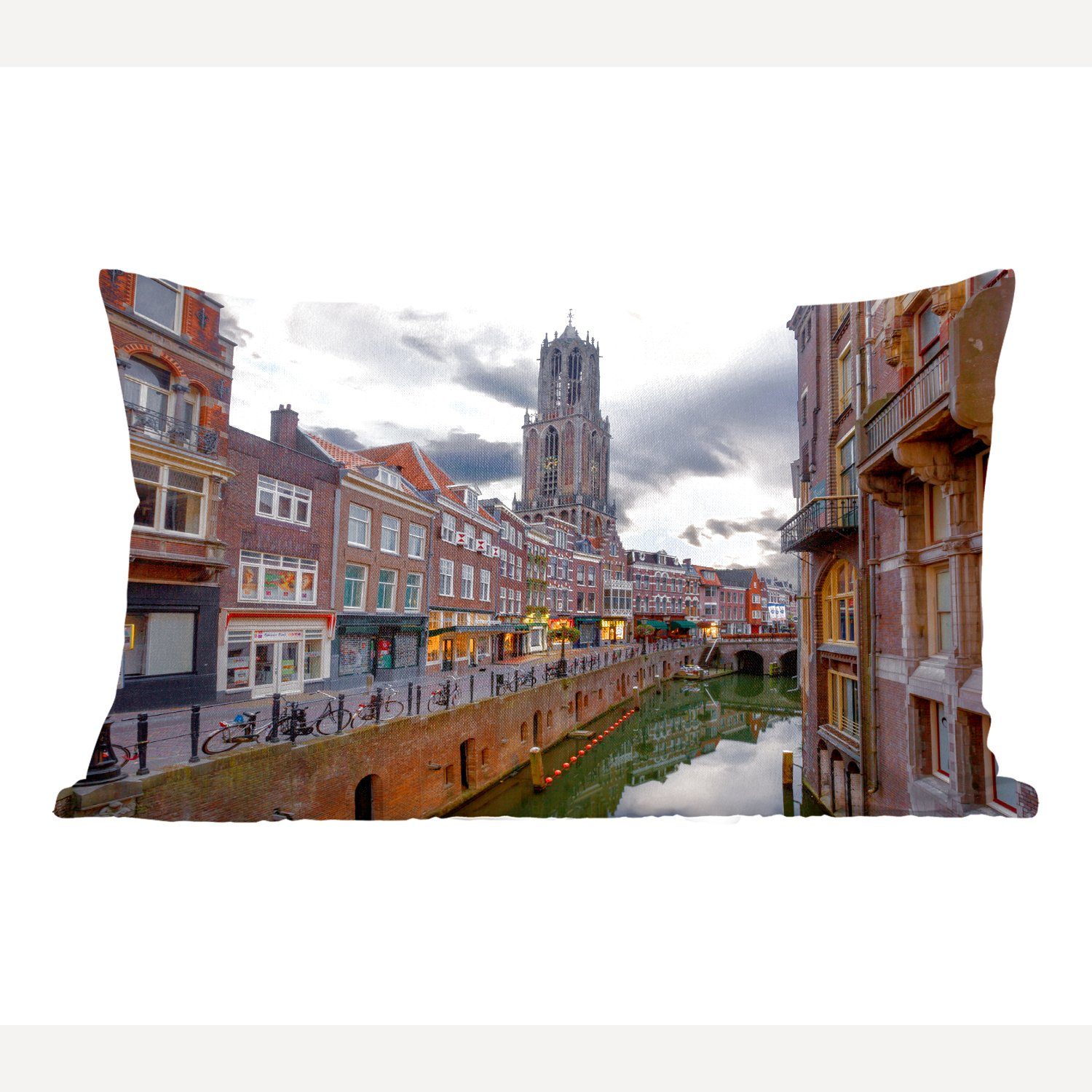 MuchoWow Dekokissen Wasser - Utrecht - Luft, Wohzimmer Dekoration, Zierkissen, Dekokissen mit Füllung, Schlafzimmer