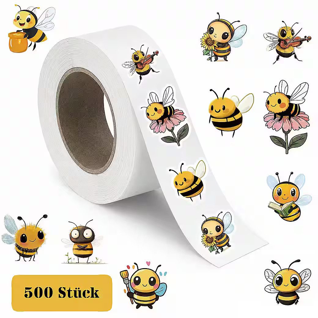 Ware aus aller Welt Sticker 500 Bienen Sticker Kinder Belohnungsaufkleber Ø ca. 2,43 cm, (500-tlg)