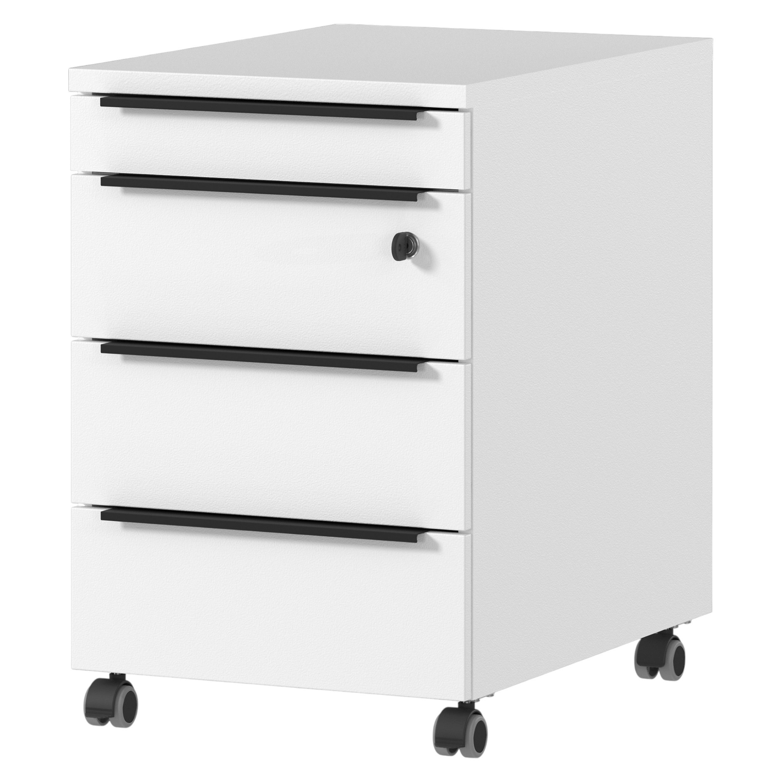 bümö Rollcontainer bümö Space, Container mit Schloss, 3 Schübe, Dekor: Weiß