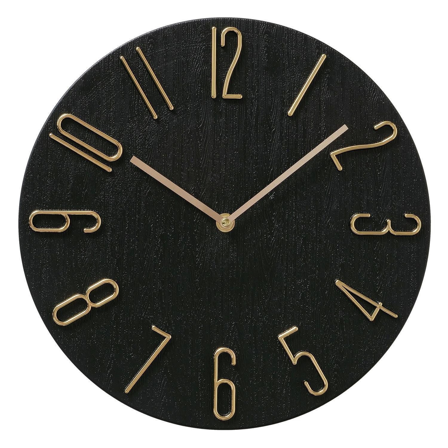 BOLTZE GRUPPE GmbH Wanduhr TEMPO, Ø 30 cm, Goldgelb, Schwarz, Melaminharz, (Analog, Batteriebetrieben)