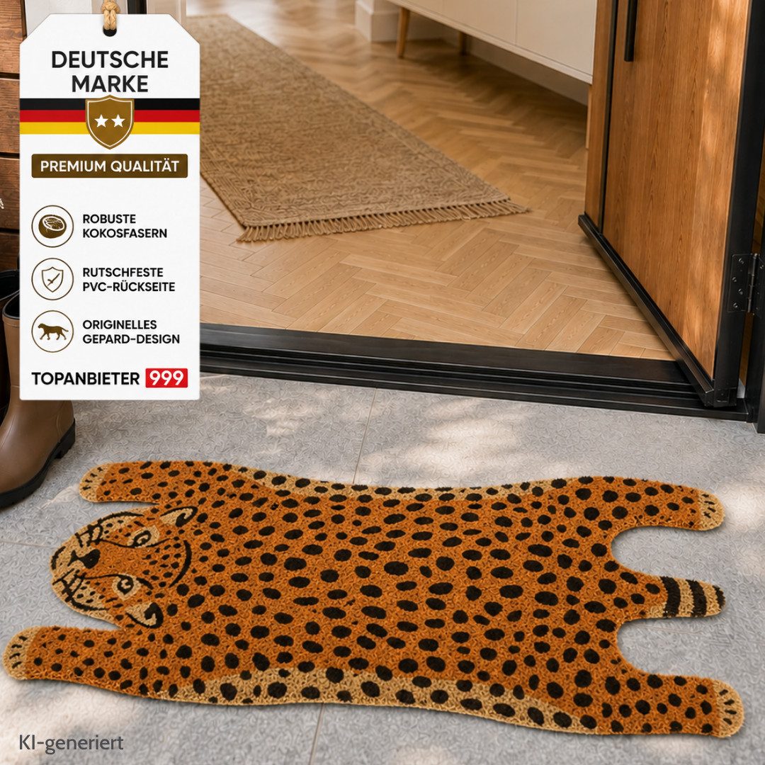 Topanbieter999 Fußmatte Türmatte Tierform Design rutschfest, Gepard