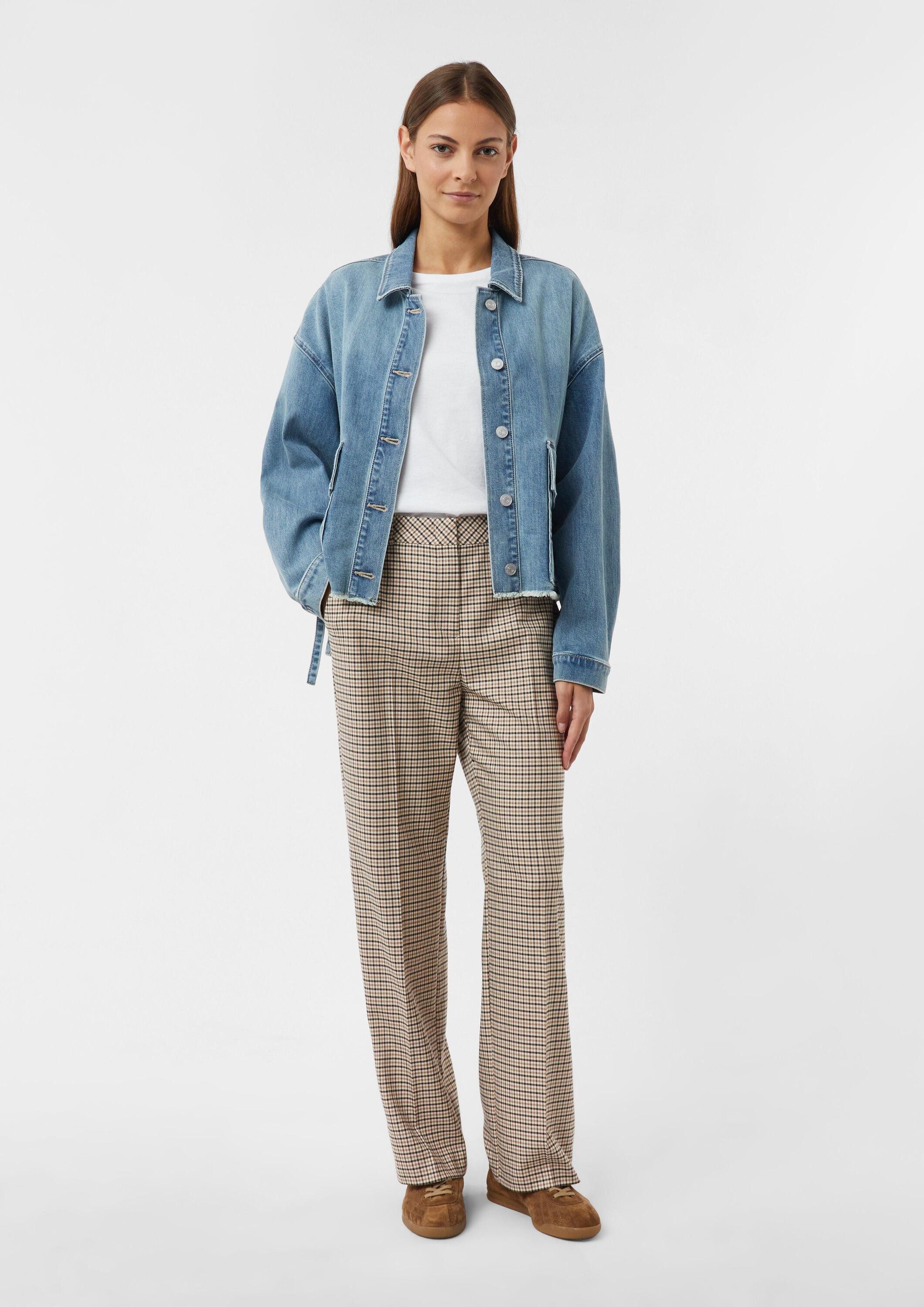 comma Chinos Hose Karohose mit Straight Leg