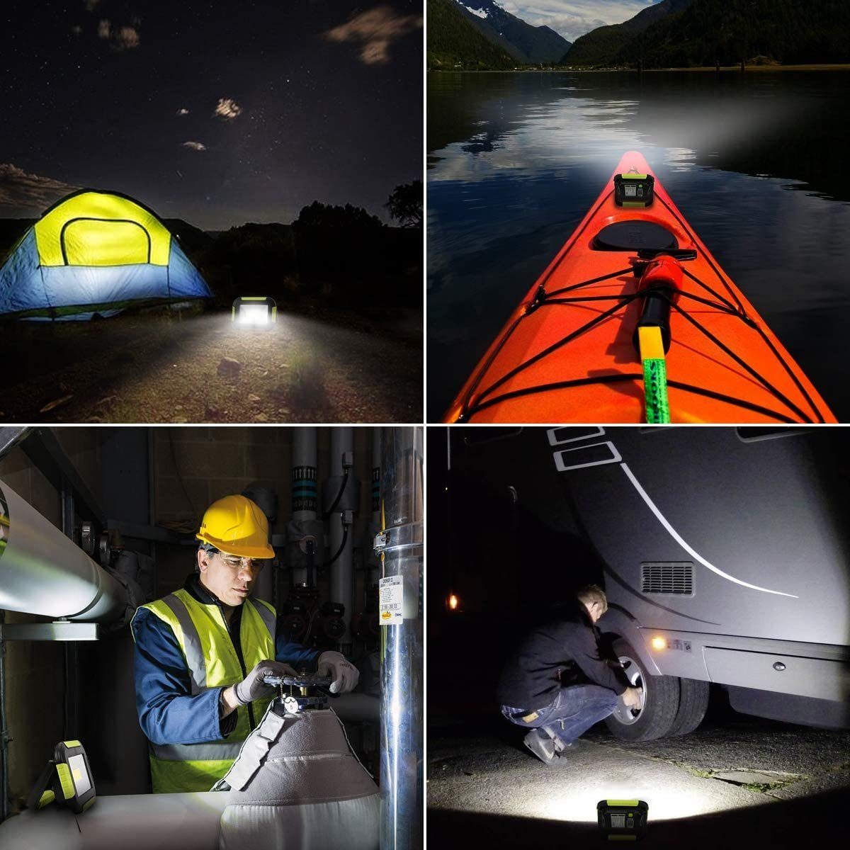 ONDIS24 LED Arbeitsleuchte Akkuleuchte Suchscheinwerfer für Camping Handscheinwerfer, Tischleuchte Powerbank 4400 mAh Akku 500 Lumen grün schwarz – Bild 5 von 5