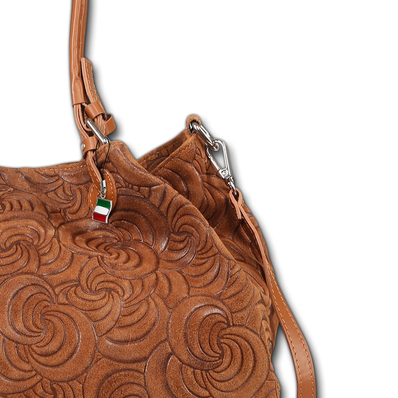FLORENCE Schultertasche Florence Damen Schultertasche Wildleder (Schultertasche), Damen Schultertasche Wildleder, braun ca. 27cm hoch