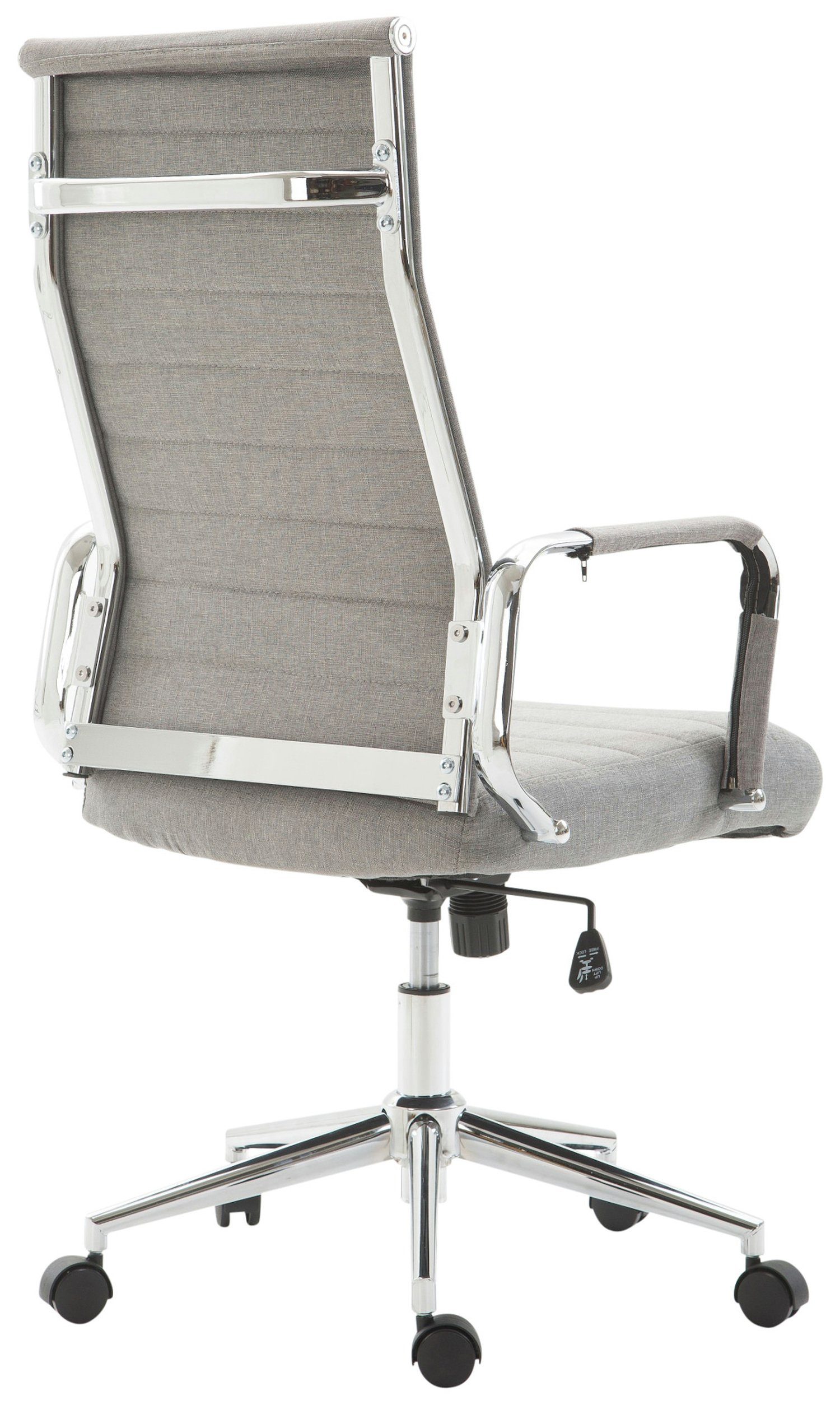 und XXL), - Bürostuhl Bürostuhl drehbar chrom grau Stoff Metall TPFLiving 360° Chefsessel, Rückenlehne Sitz: bequemer (Schreibtischstuhl, höhenverstellbar Gestell: mit Koro - Drehstuhl,