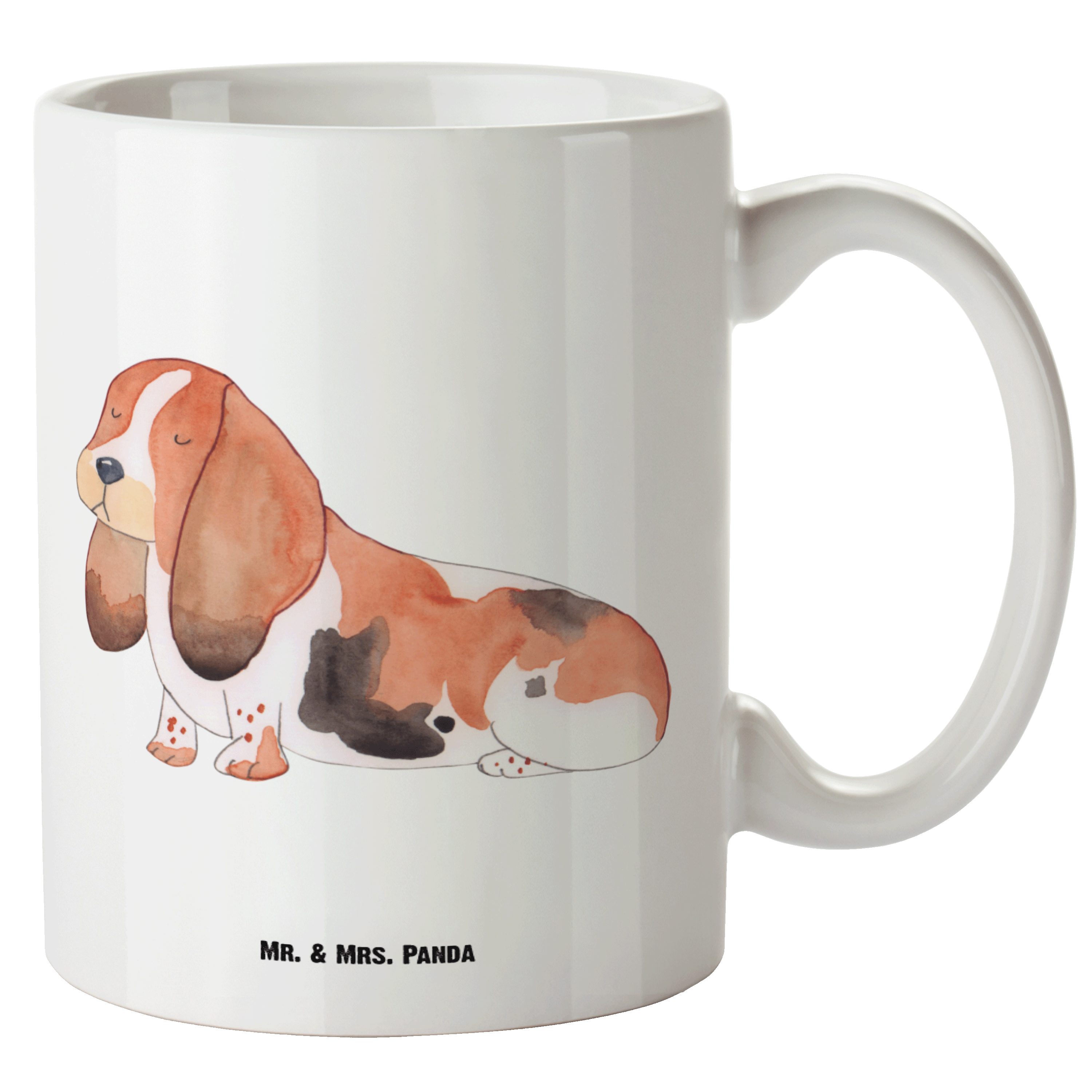 Mr. & Mrs. Panda Tasse Hund Basset Hound - Weiß - Geschenk, XL Teetasse, Hundeliebe, Haustie, XL Tasse Keramik
