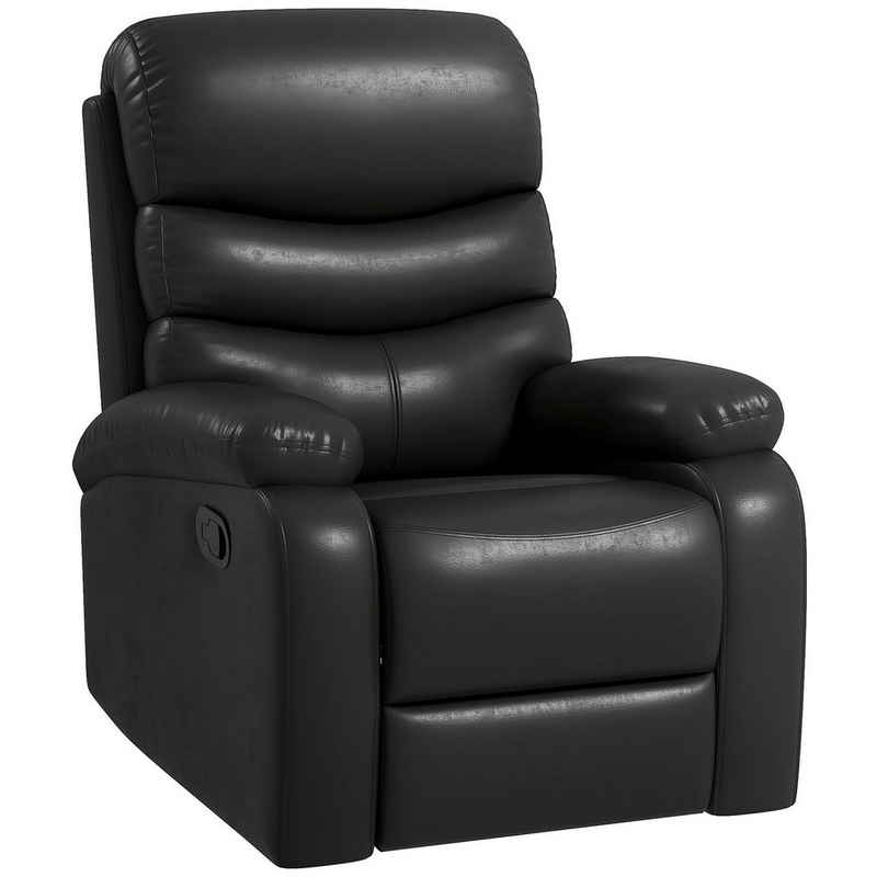 HOMCOM Relaxsessel Liegesessel Sessel mit Liegefunktion TV-Sessel mit 145° Neigungswinkel (Fernsehsessel, 1-St., Seniorensessel), bis 125 kg Belastbar, Schwarz 80 x 90 x 105 cm