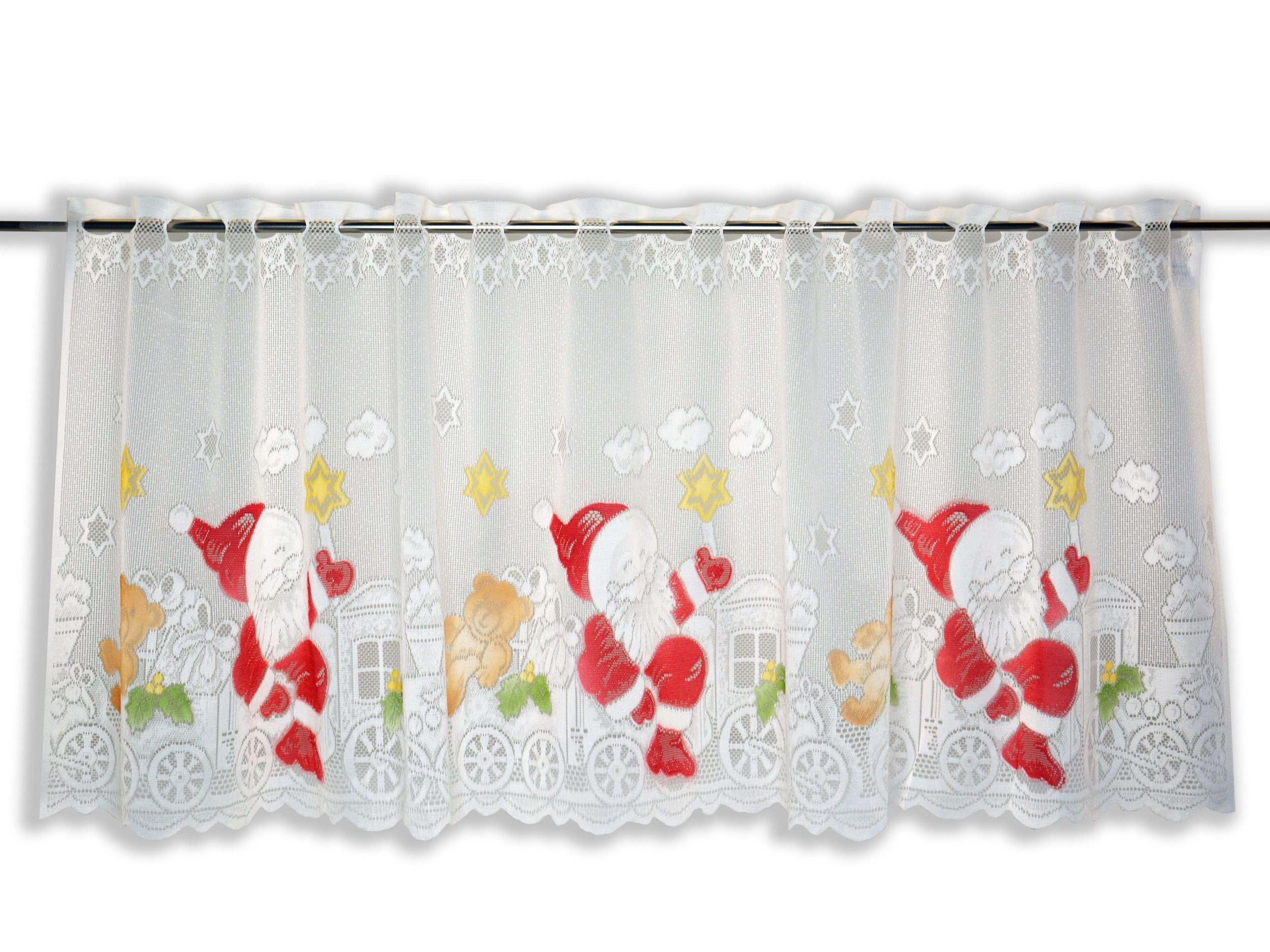 Scheibengardine Scheibengardine Weihnachtsmann HxB St), Store Scheibengardine, 50x140cm, Clever-Kauf-24, (1 transparent, Zug, Stangendurchzug
