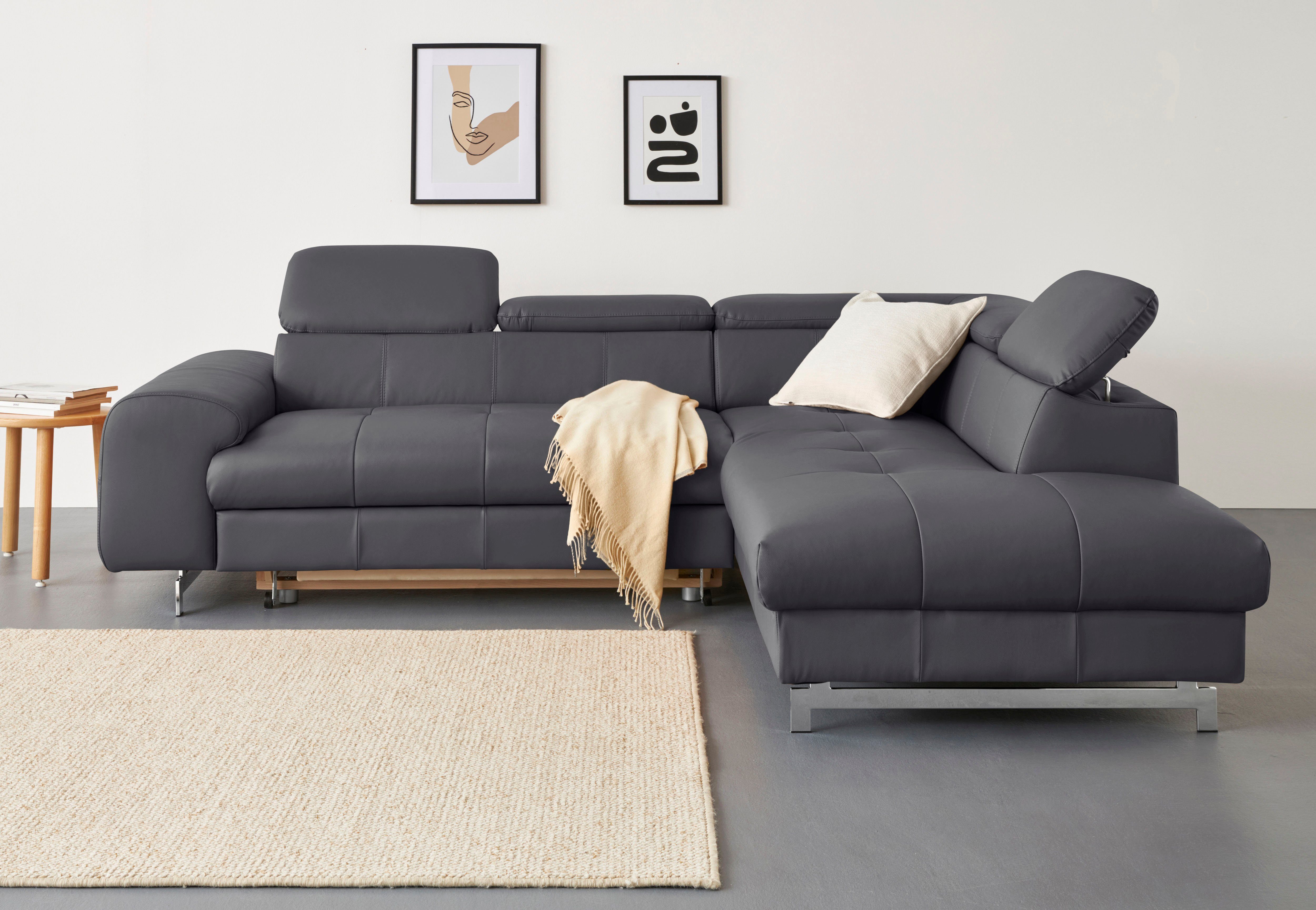 COTTA Ecksofa "Chef L-Form", mit Kopfteilverstellung, edle Metallkufen, wah günstig online kaufen