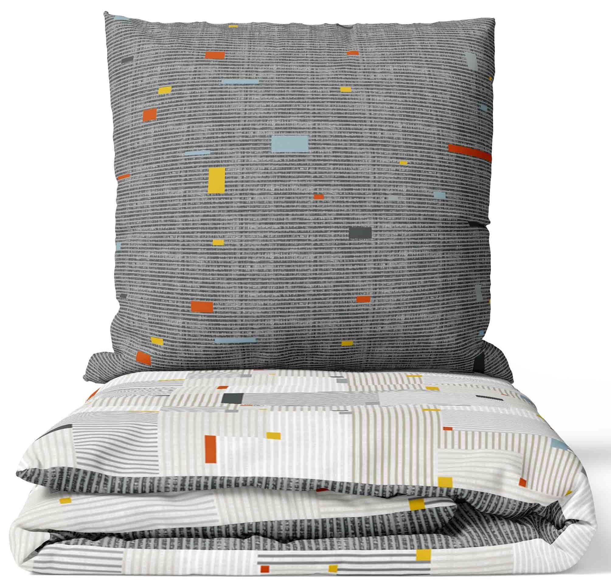 Leonado Vicenti Bettwäsche Baumwolle 135x200, 155x200, 155x220, 200x200, 200x220 oder 240x220, Renforcé, 2 teilig, Streifen in verschiedenen Farben mit Reißverschluss