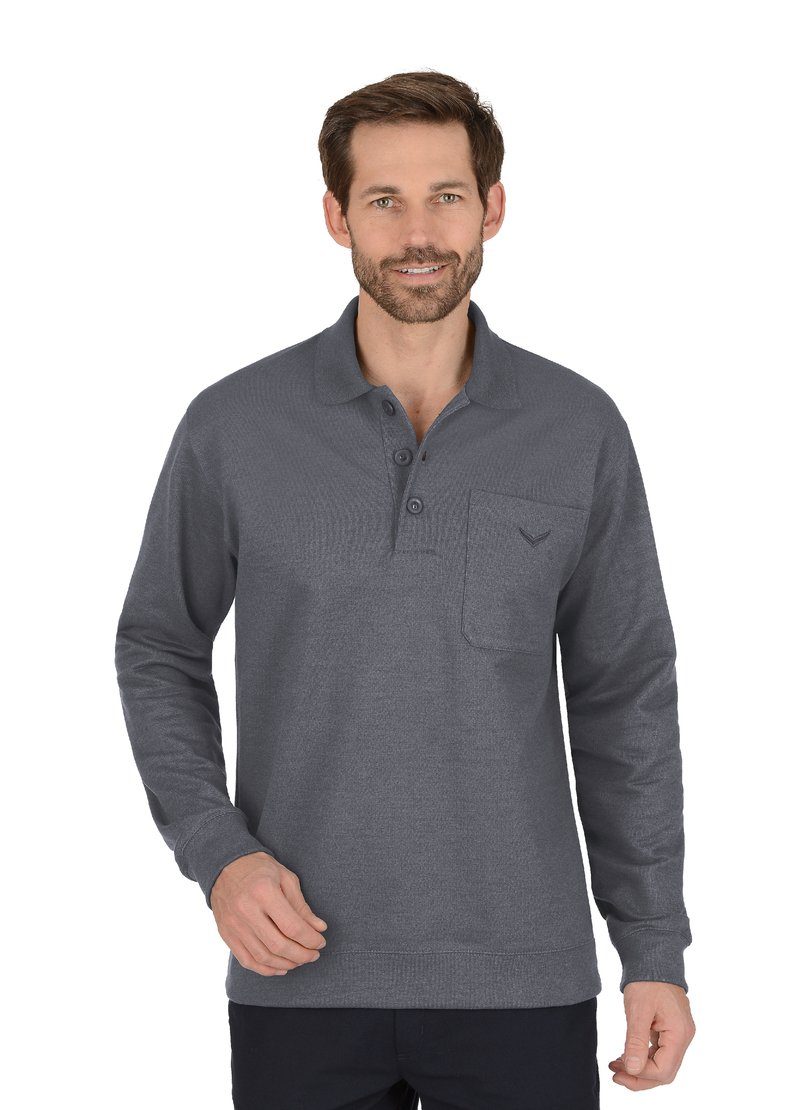 Trigema Sweatshirt TRIGEMA Langarm Polo aus Sweat-Qualität