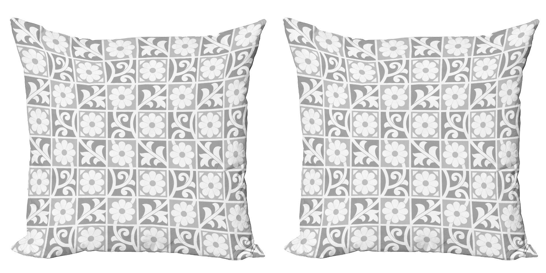 Kissenbezüge Modern Accent Doppelseitiger Digitaldruck, Königliche Abakuhaus (2 Silber Stück), Blumenverzierungen