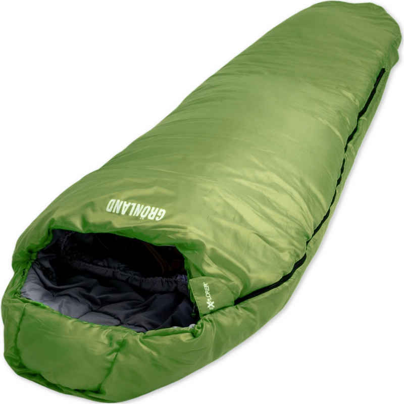 EXPLORER Mumienschlafsack Grönland Camping Schlafsack 230x82x55cm Outdoor warm (0°C bis -23°C Frühling/Sommer/Herbst/Winter Reise Festival), kombinierbar 1900g