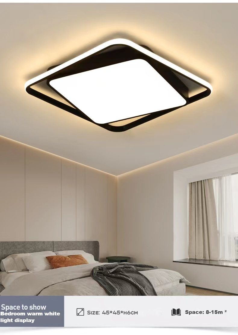 Schwarz Daskoo Deckenlampe fest LED Moderne LED Quadrat Deckenleuchte LED Wohnzimmer, 37W mit Fernbedienung Deckenleuchten Warmweiß/Neutralweiß/Kaltweiß, integriert,