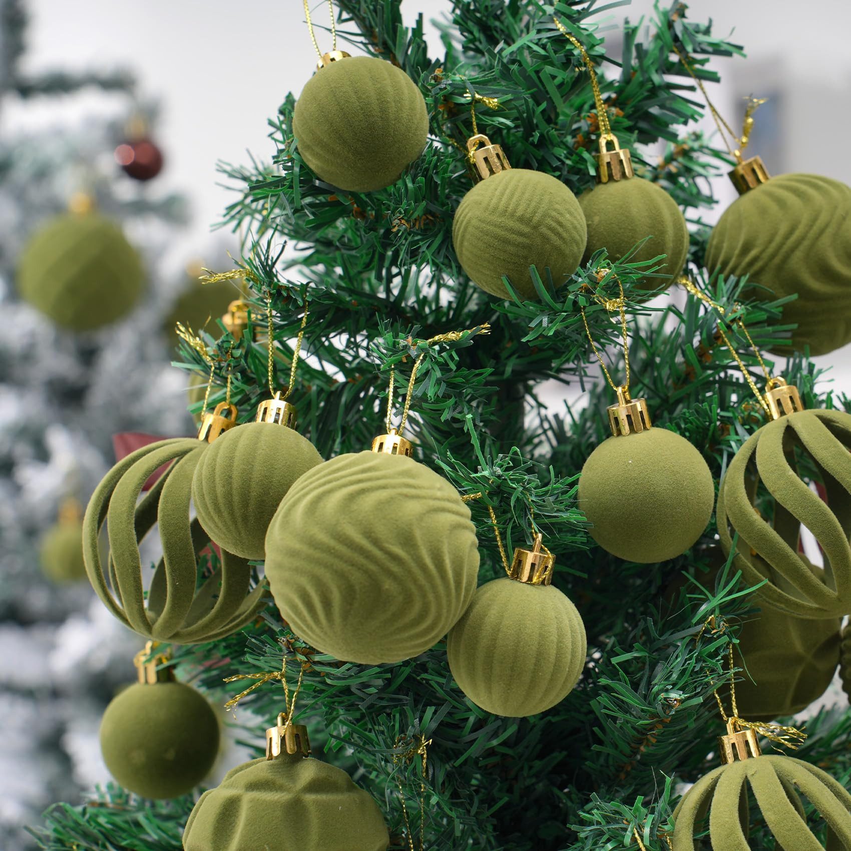 Bomiclss Weihnachtsbaumkugel 48 Stück Samt Weihnachtsbaum Kugeln, Weihnachtsbaum Dekorationskugeln – Bild 5 von 5
