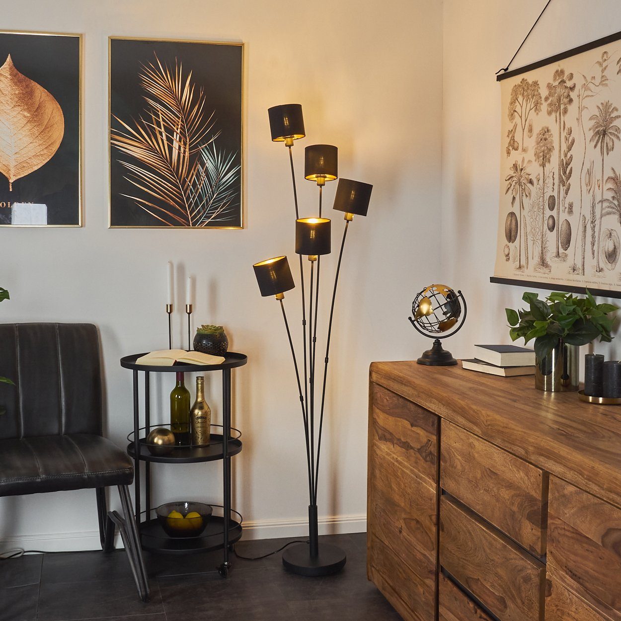 hofstein Stehlampe »Costa« Bodenlampe, Metall, Schwarz, günstig online kaufen