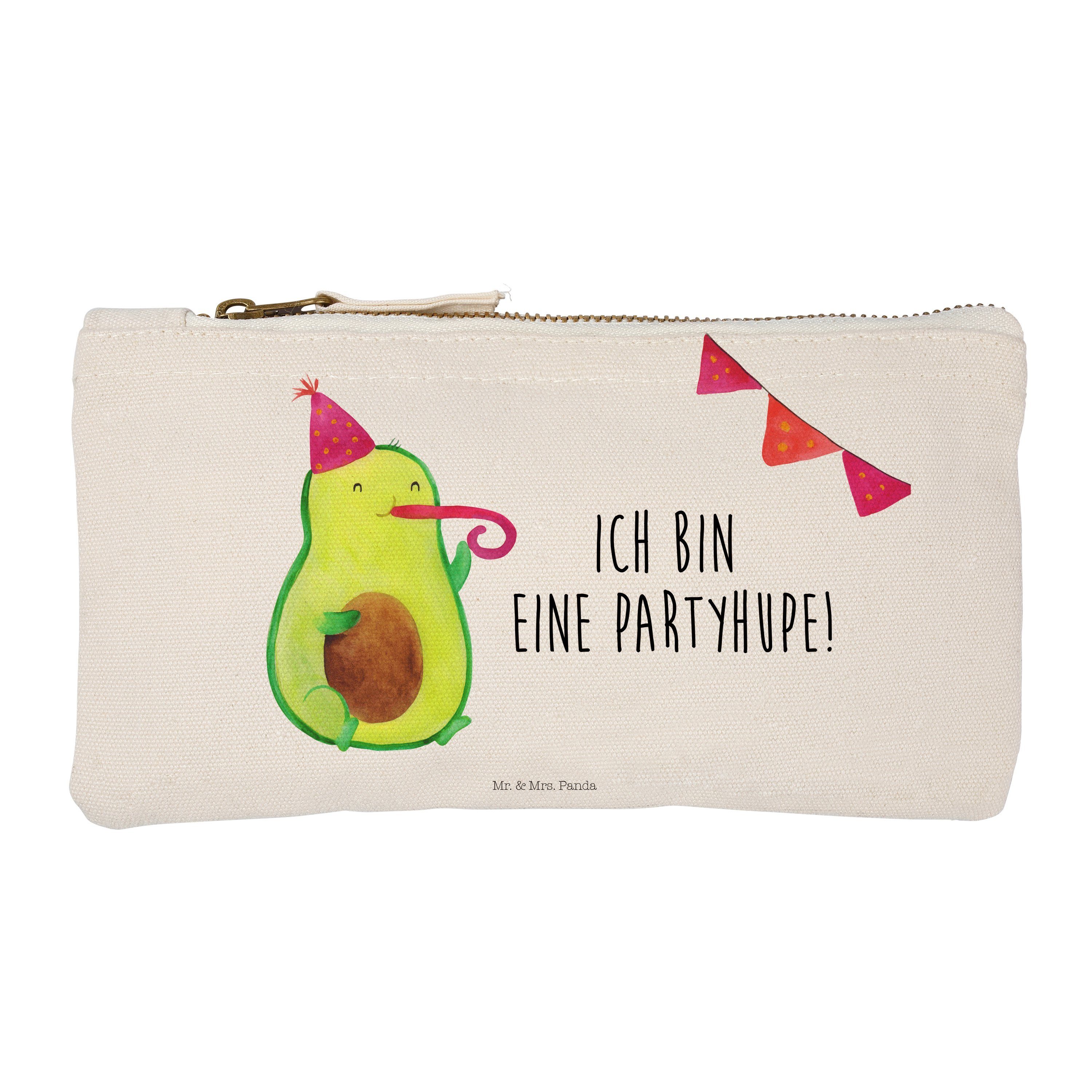 Mr. & Mrs. Panda Kosmetiktasche Avocado Partyhupe - Weiß - Geschenk, Veggie, Federmappe, Makeup, Vega (1-tlg) | Canvas-Taschen