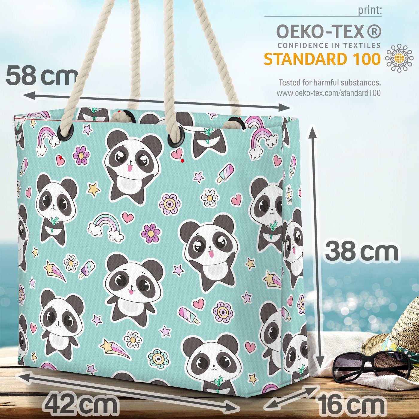 Reise Panda Kinderzimmer (1-tlg), Strandtasche Baby Chibi Bag Afrika VOID Urlaub Indien Japan Beach Panda