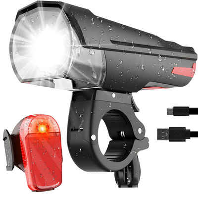 Retoo Fahrradbeleuchtung StVZO Fahrradlicht LED Set Akku USB Beleuchtung Scheinwerfer Rücklicht, Von der StVZO, Moderne LED-Technologie, Wasserdichtigkeit IPX-5