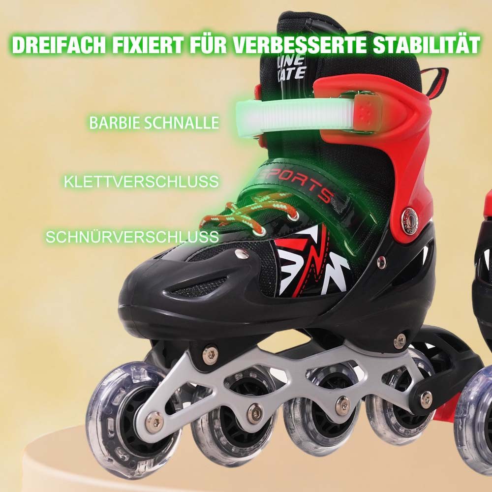 CITYSPORTS Rollschuhe Verstellbar Inliner Leucht Inlineskates für Mädchen/Jungen, mit Leuchtenden Rädern,Geschenke für Mädchen/Jungen