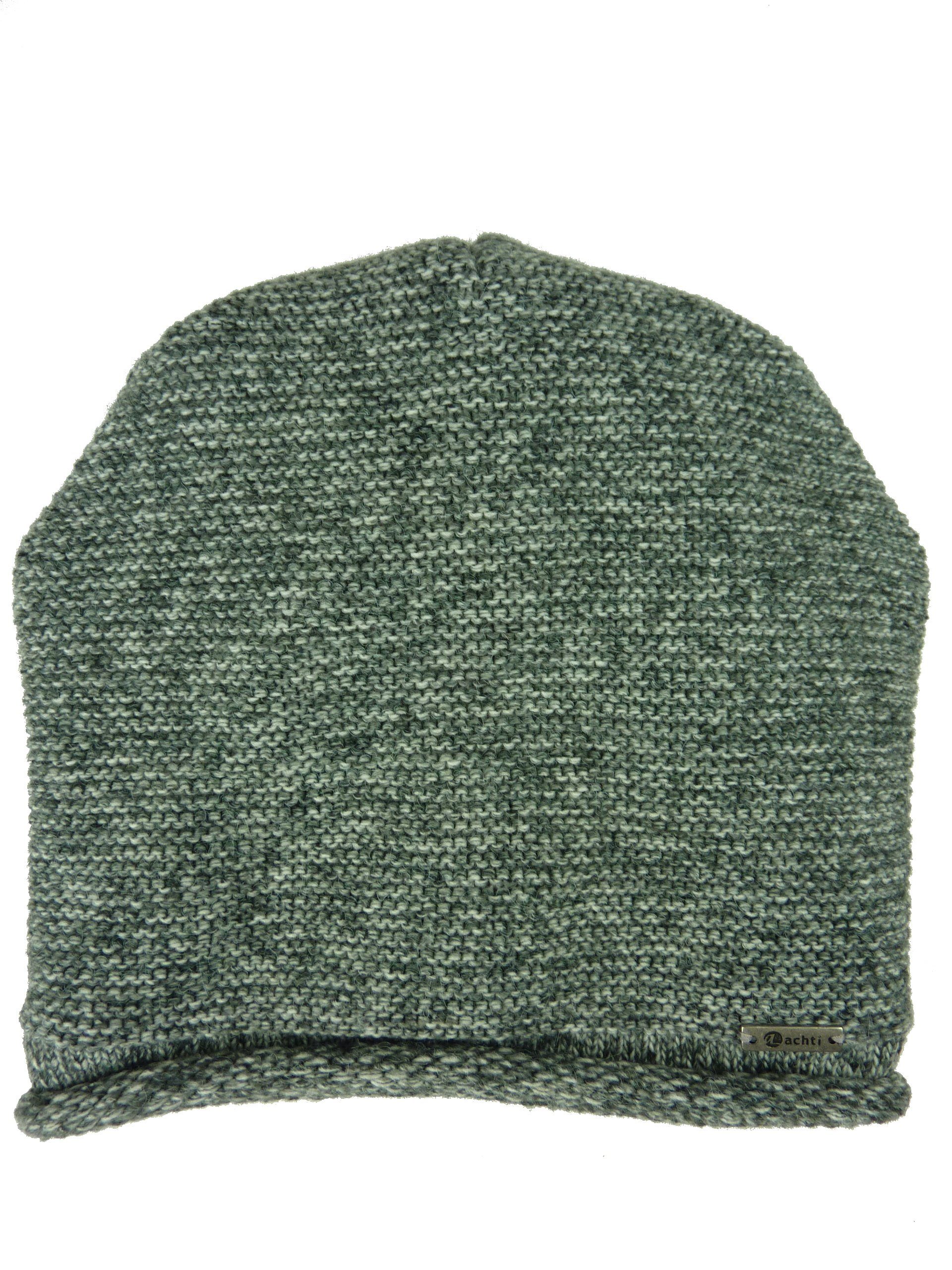 Damen Beanie Longbeanie, AZ1378PC meliert grau leicht Passform Taschen4life lange ohne gefüttert, Rund-strick Mütze Bommel,