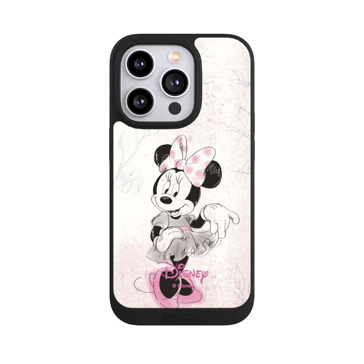 NIVOCASE Handyhülle Minnie Mouse Disney Vintage Minnie Watercolor, Apple iPhone 14 Pro Handyhülle Hülle NIVOpure Case Schwarz