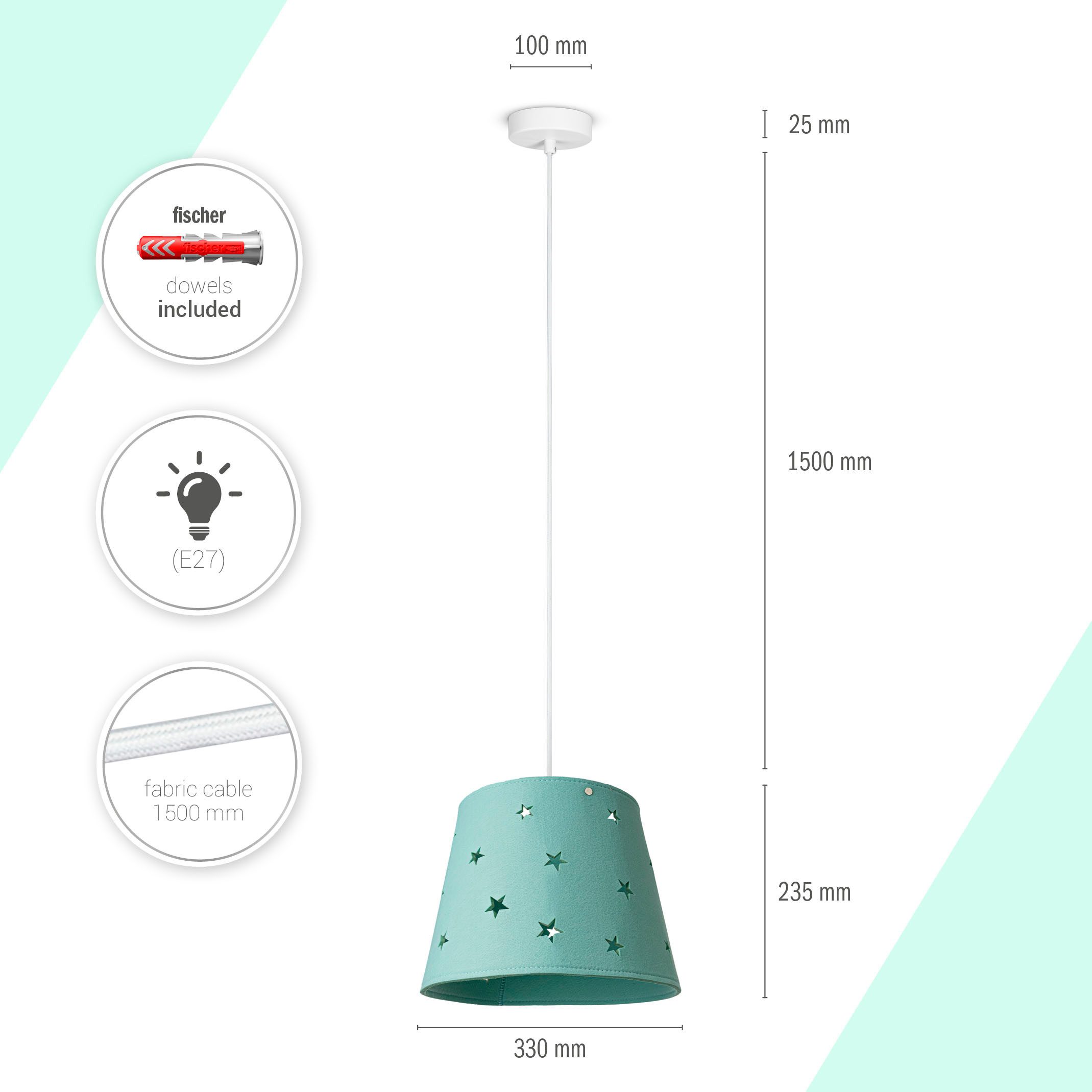 Paco Home Pendelleuchte HUGO PD1, ohne Leuchtmittel