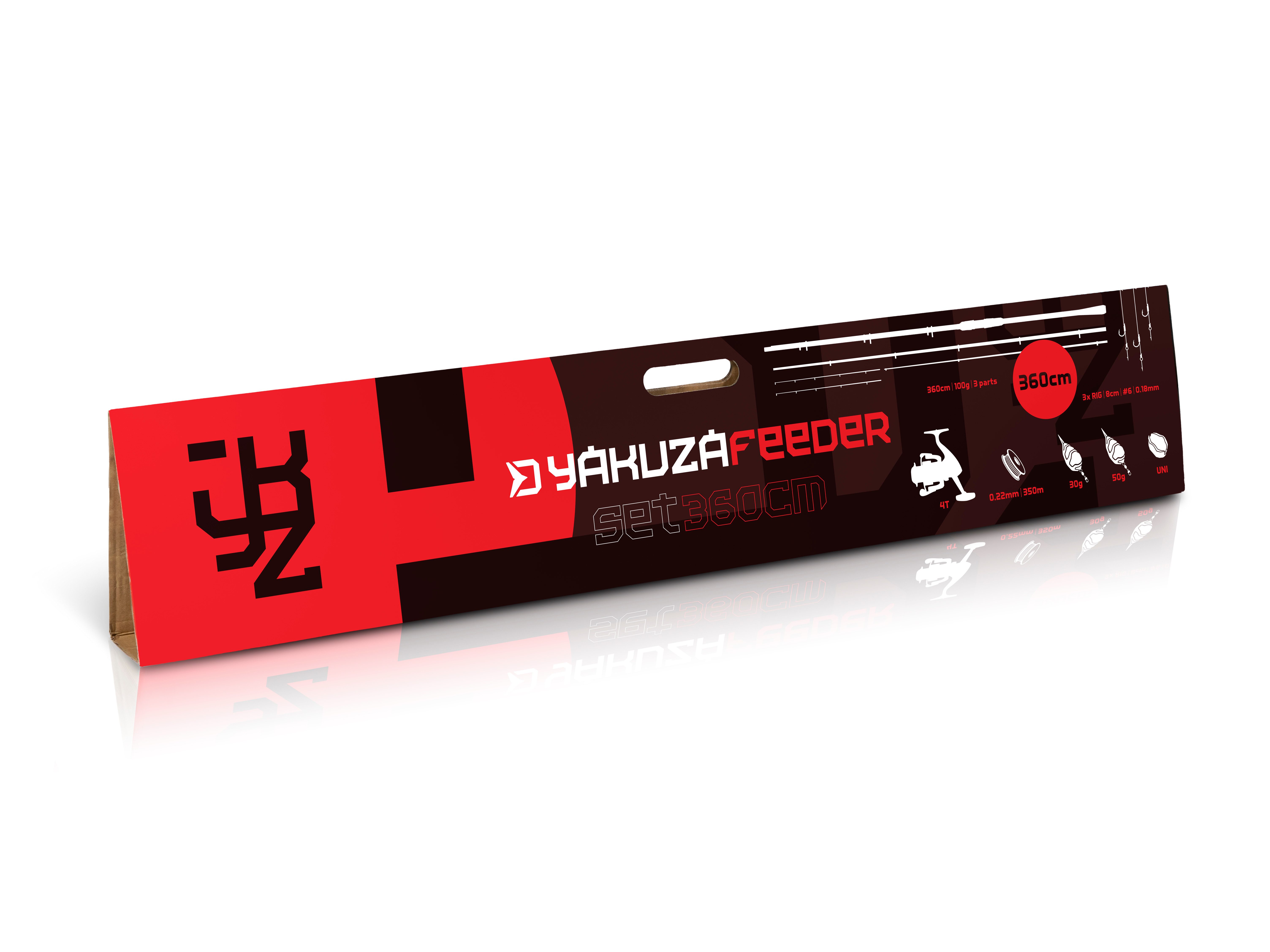 Delphin.sk Feederrute Feeder Set YAKUZA - Rute 360cm + Rolle + viel Zubehör - Karpfen, (12-tlg), 12 teilies Angelset für Feederangeln