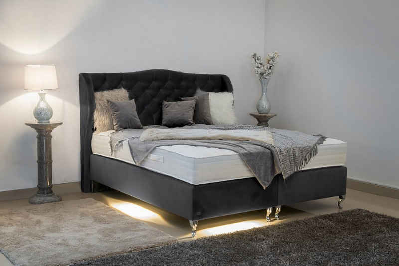 PAARA Boxspringbett Venedig mit Chesterfield Look Kopfteil Barock H2 H3, mit einzigartigem Belüftungssystem