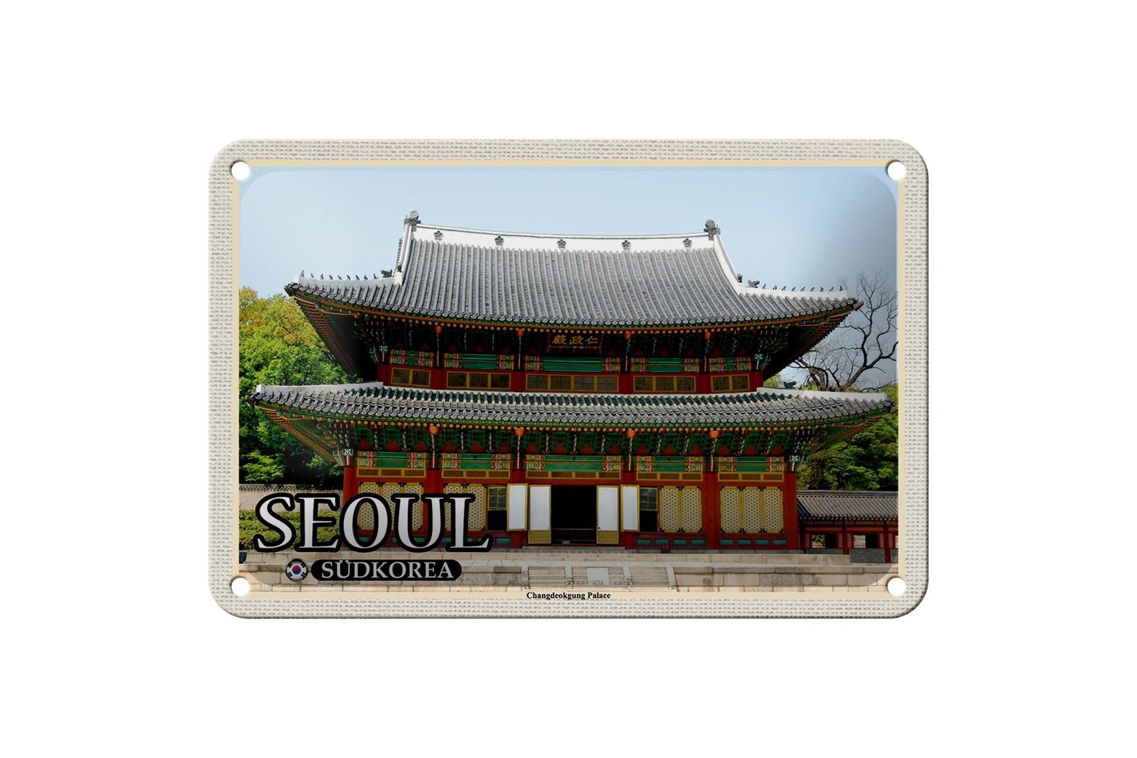 Metallschild Reise 18x12cm Seoul Südkorea Changdeokgung Palace Deko