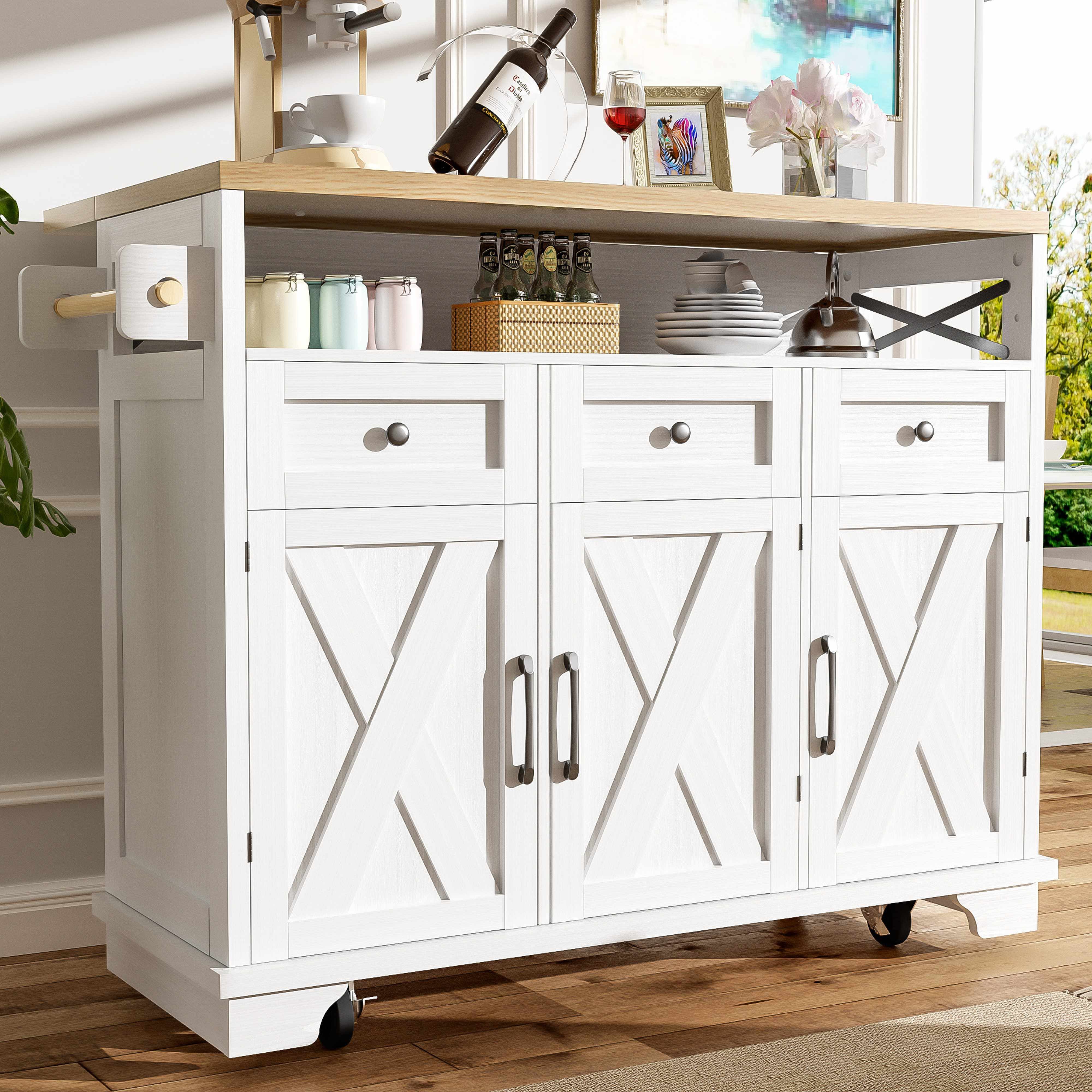 BlingBin Küchenwagen Moderne Kücheninsel, Essschrank, Esswagen, günstig online kaufen