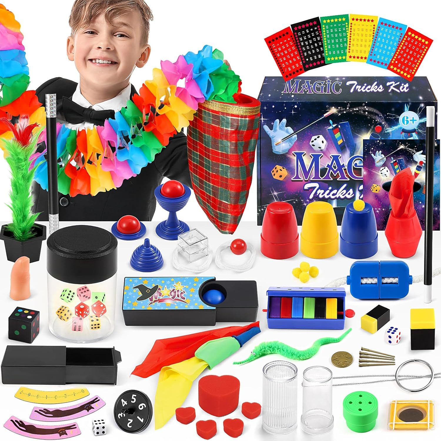 POPOLIC Zauberkasten 70+ Zaubertricks Set für Kinder mit Zauberstab, Kindergeschenke, (1-tlg), für Magier Junge Mädchen - Magie Requisiten Zauber Tricks