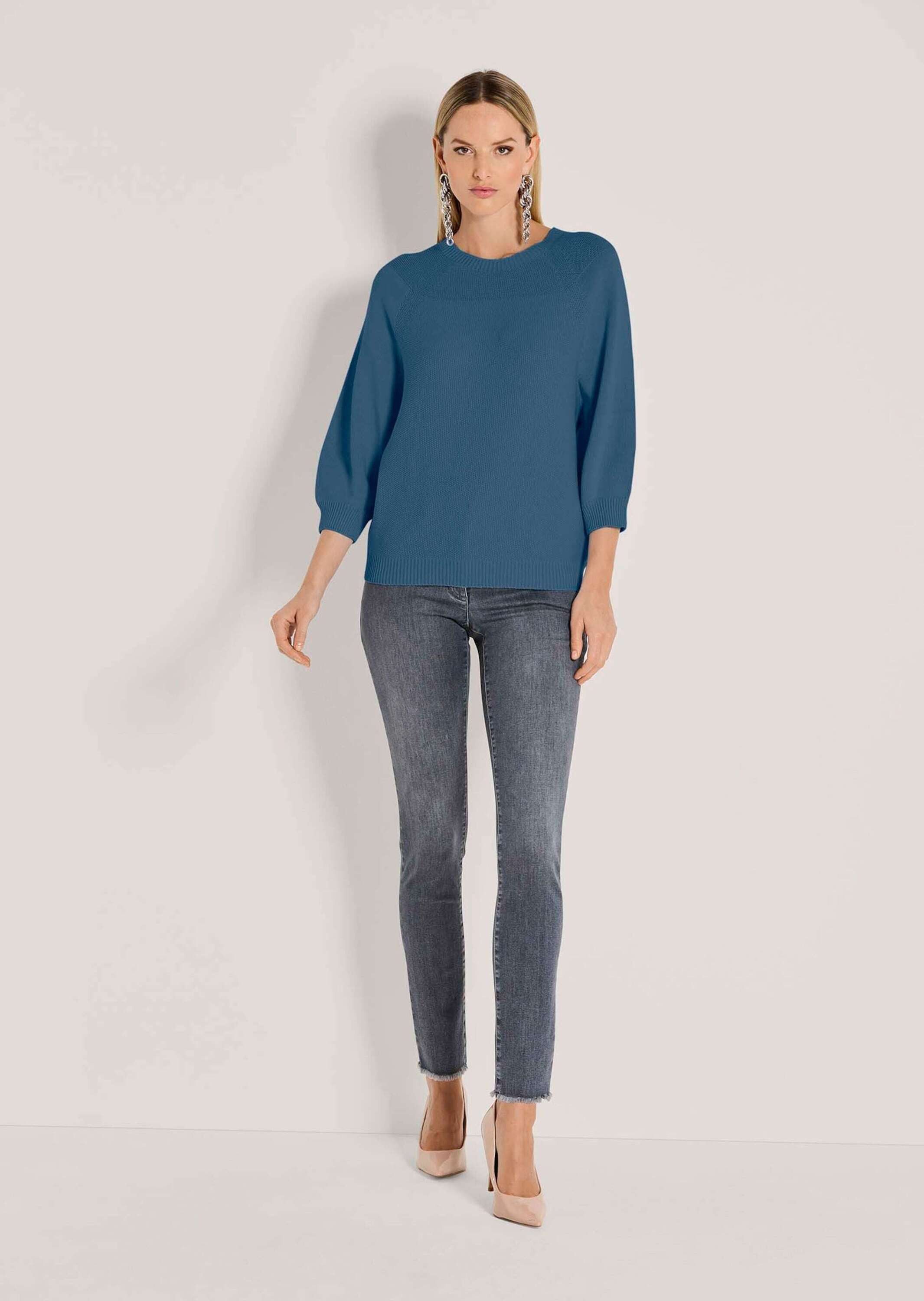 MADELEINE Strickpullover Zeitloser Baumwollpullover mit Perlfang-Muster günstig online kaufen