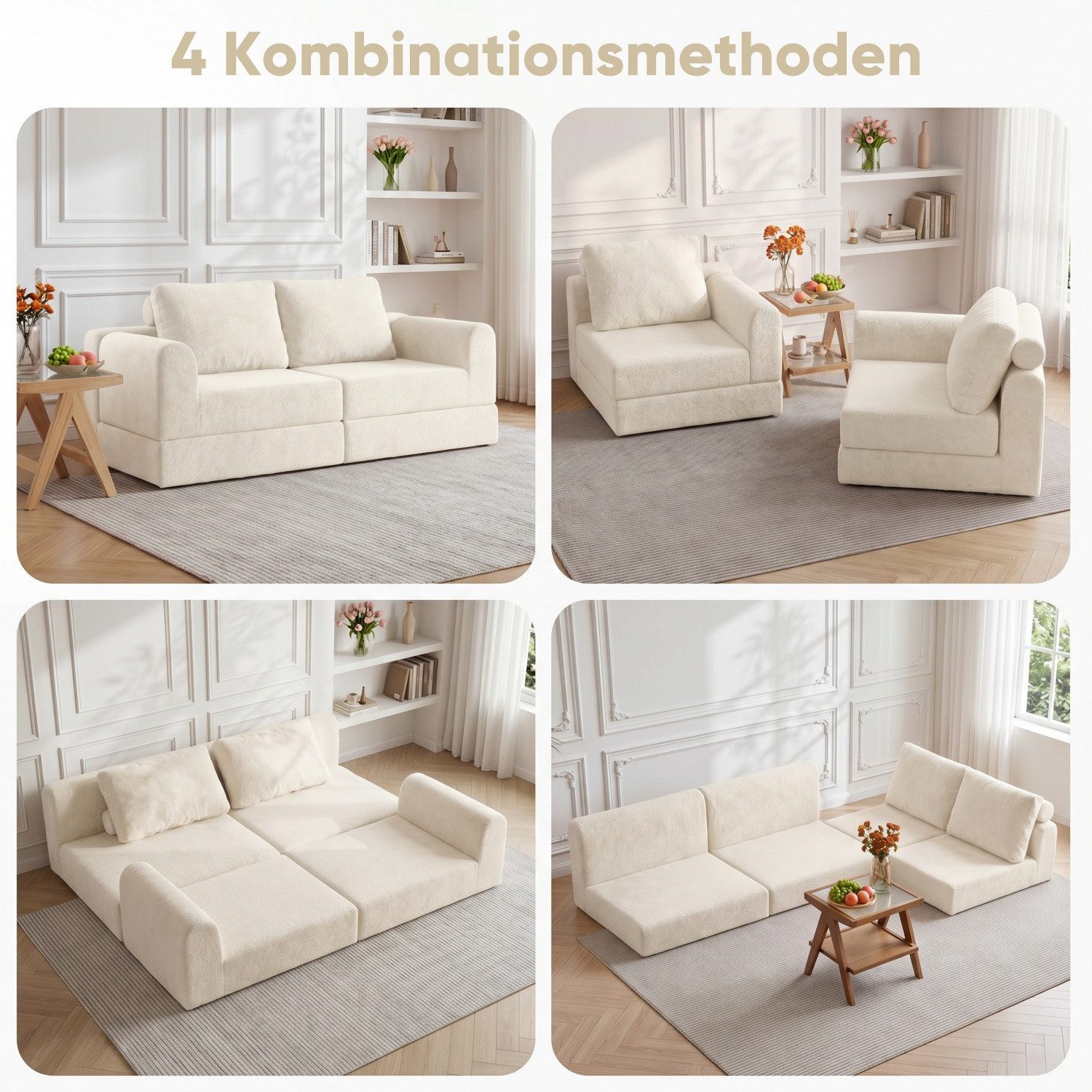ANYSUN Loungesofa Klappbares Schlafsofa,Sofa Sofas Wohnzimmer,klappbares Gästesofa, 2 Sitzer Sofa Flanellbezug,mit Schlaffunktion, tragbare Schlafsofa geeignet für Wohnzimmer, Wintergärten,Apartments