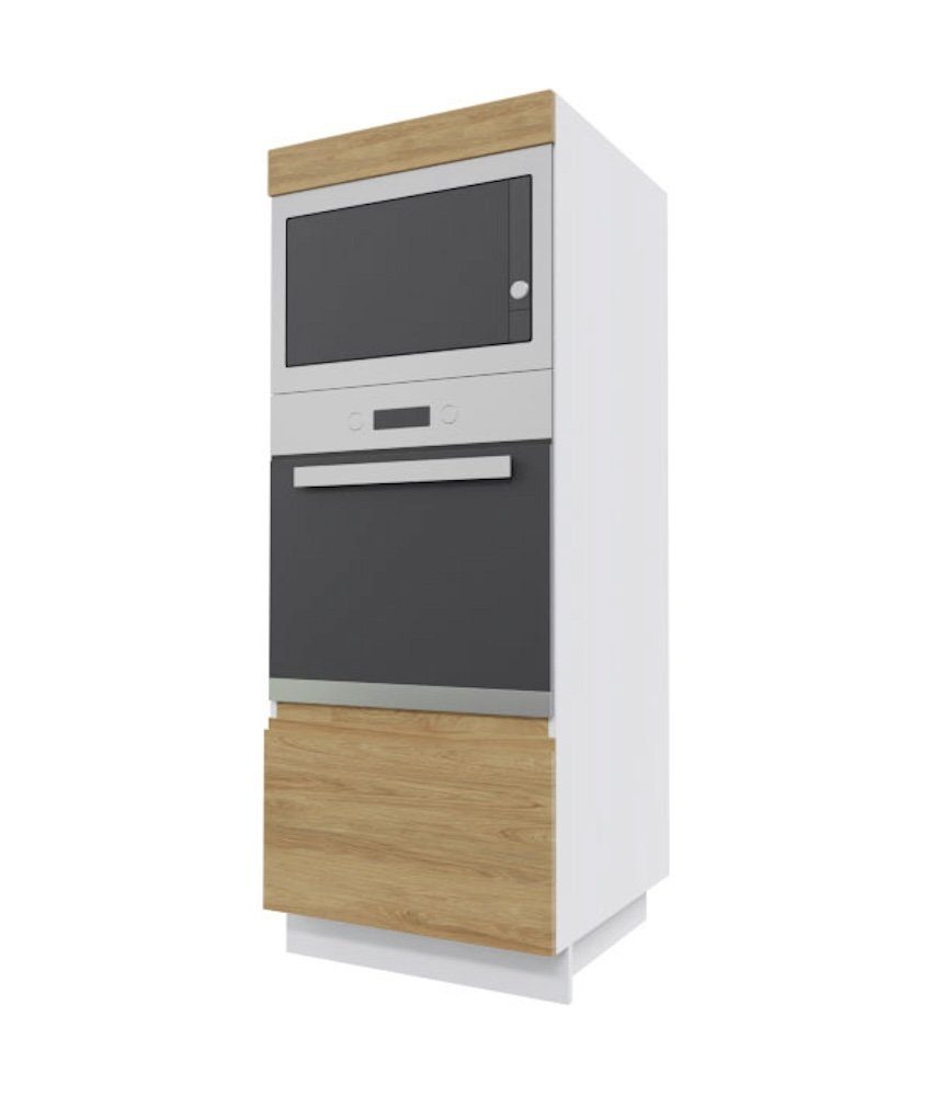 Feldmann-Wohnen Backofenumbauschrank Arezzo (1-St) 60x59x154cm grifflos grau - Hickory Natur (AZ-D5AM/60/154)